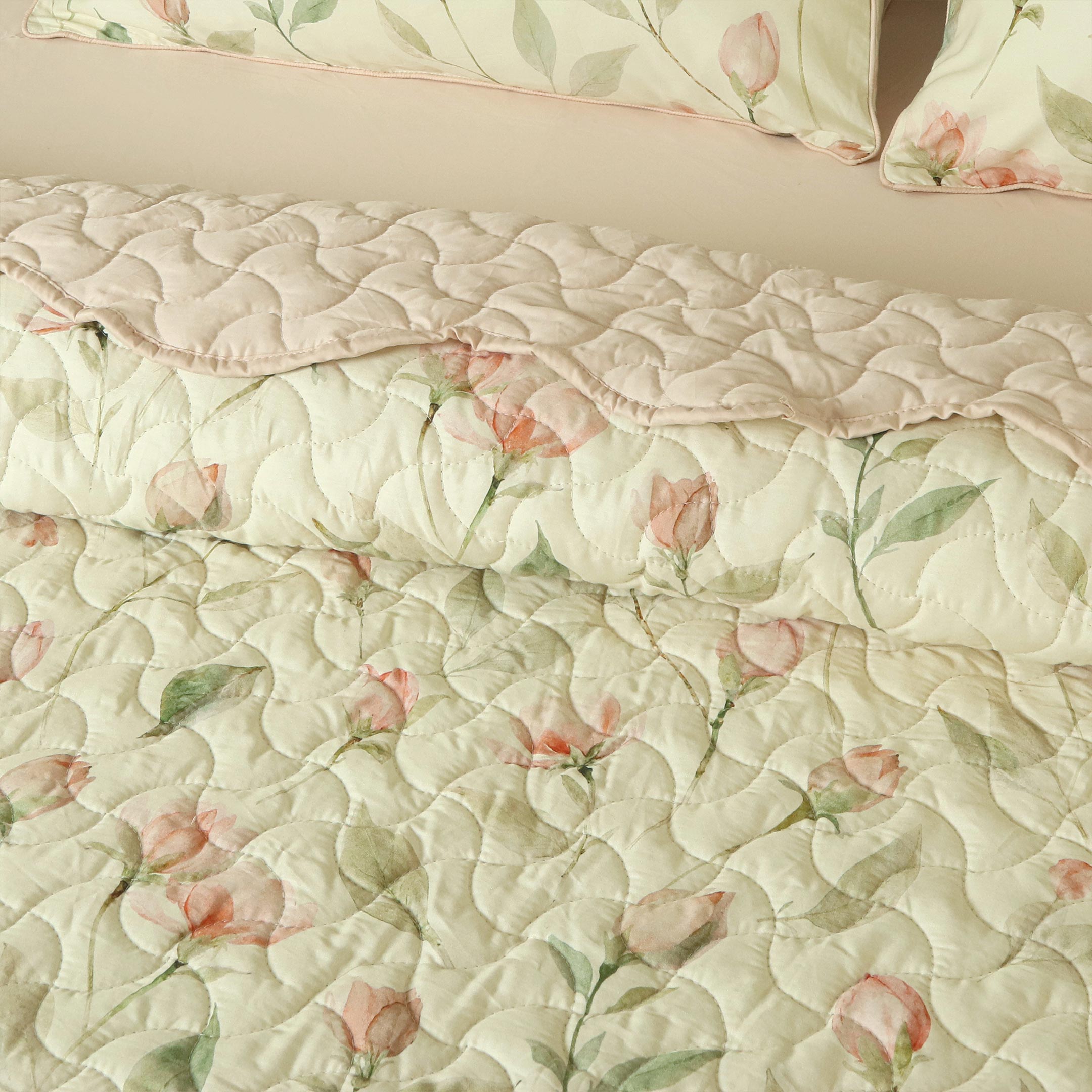 Blush Serenity Summer Quilted Bedspread-3pc Set
