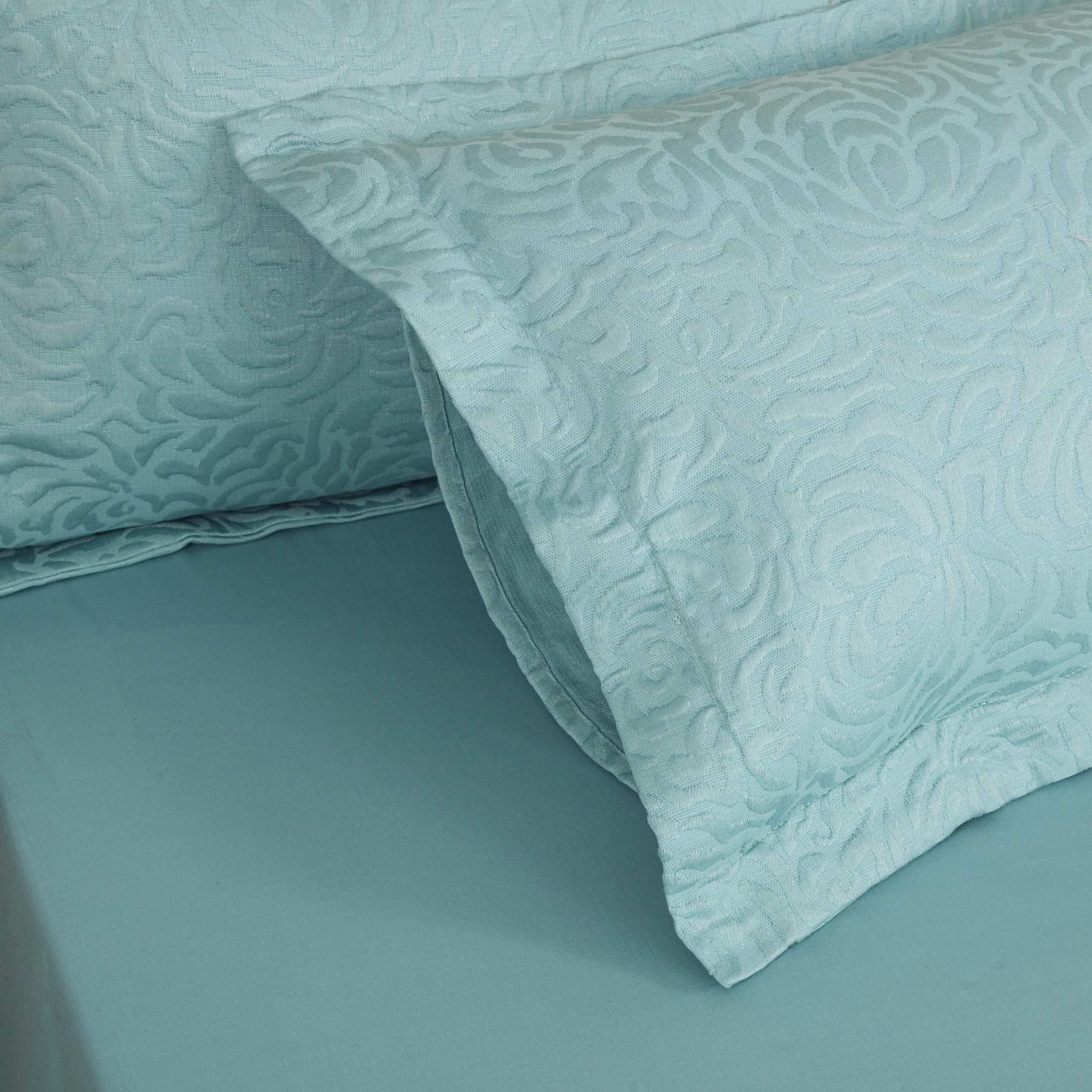 Serena Aqua Jacquard Summer Bedspread 6PCS Set
