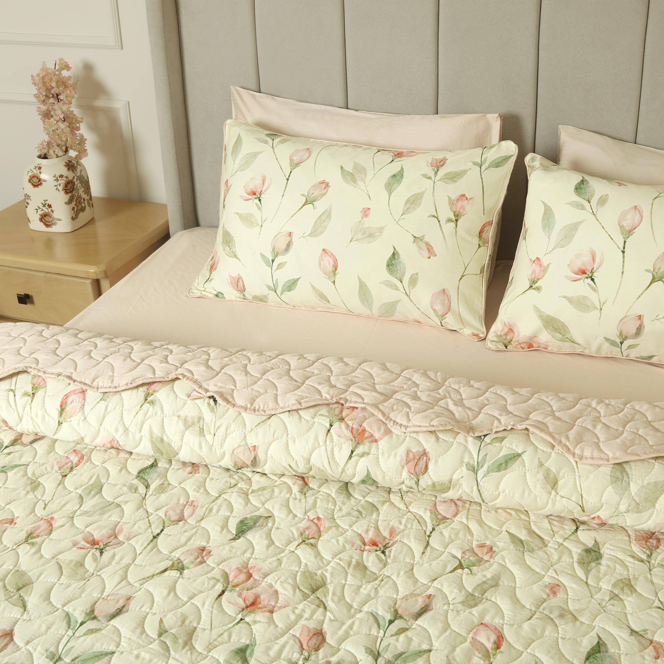Blush Serenity Summer Quilted Bedspread-3pc Set