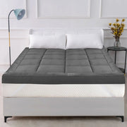 Square Quilted Mattress Topper Grey