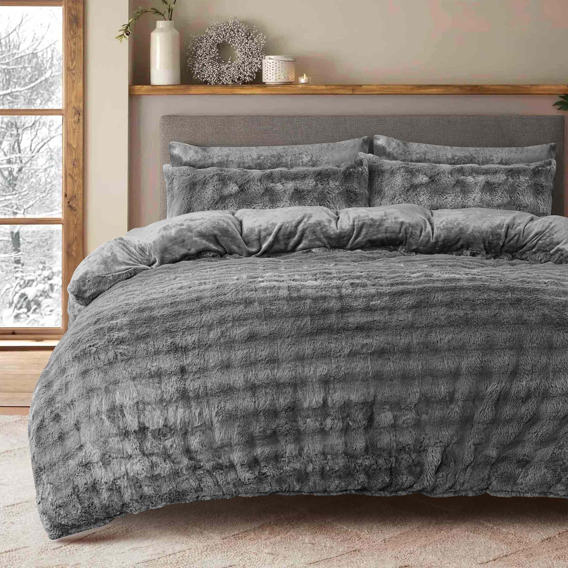 Bubble Fur Fleece Razaye Set-6 pcs Grey