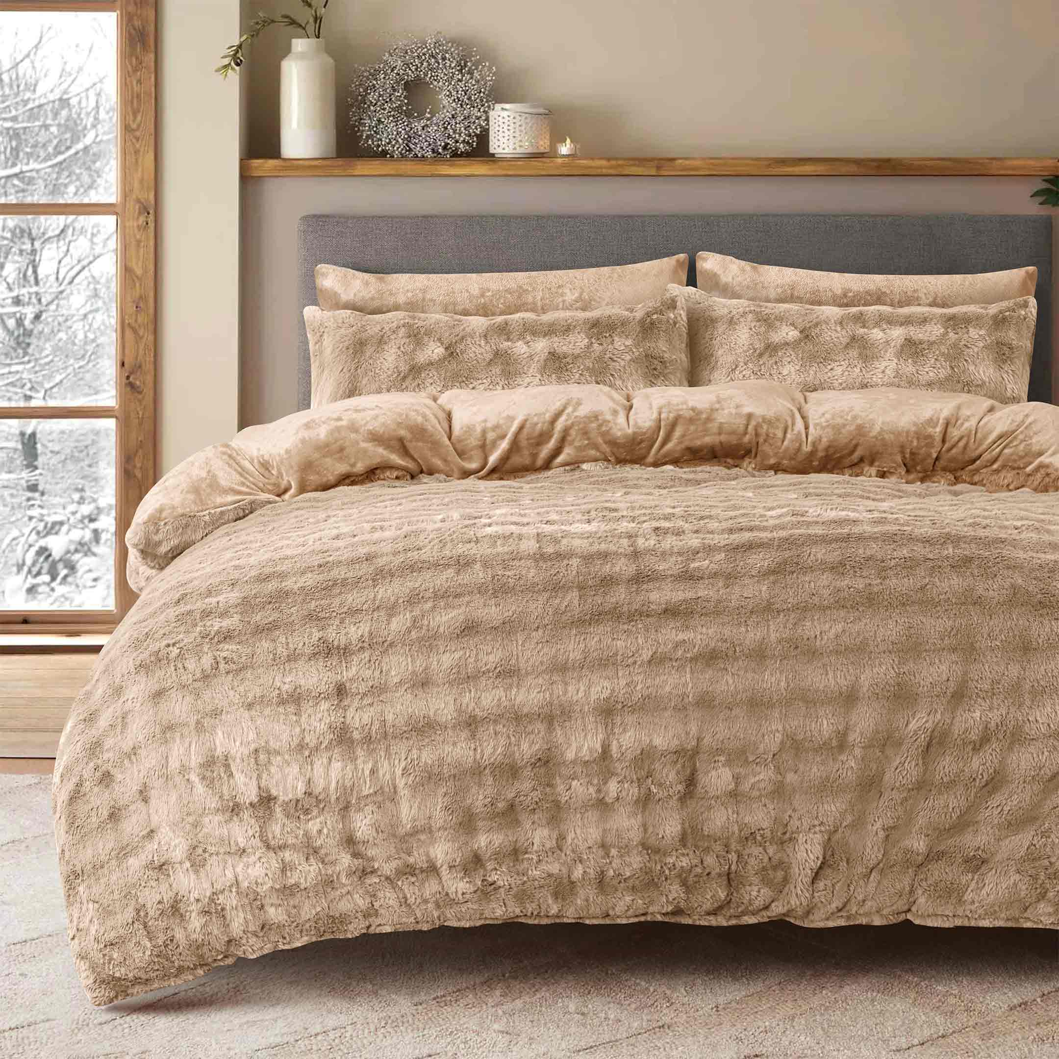 Bubble Fur Fleece Razaye Set-6 pcs Iced Latte