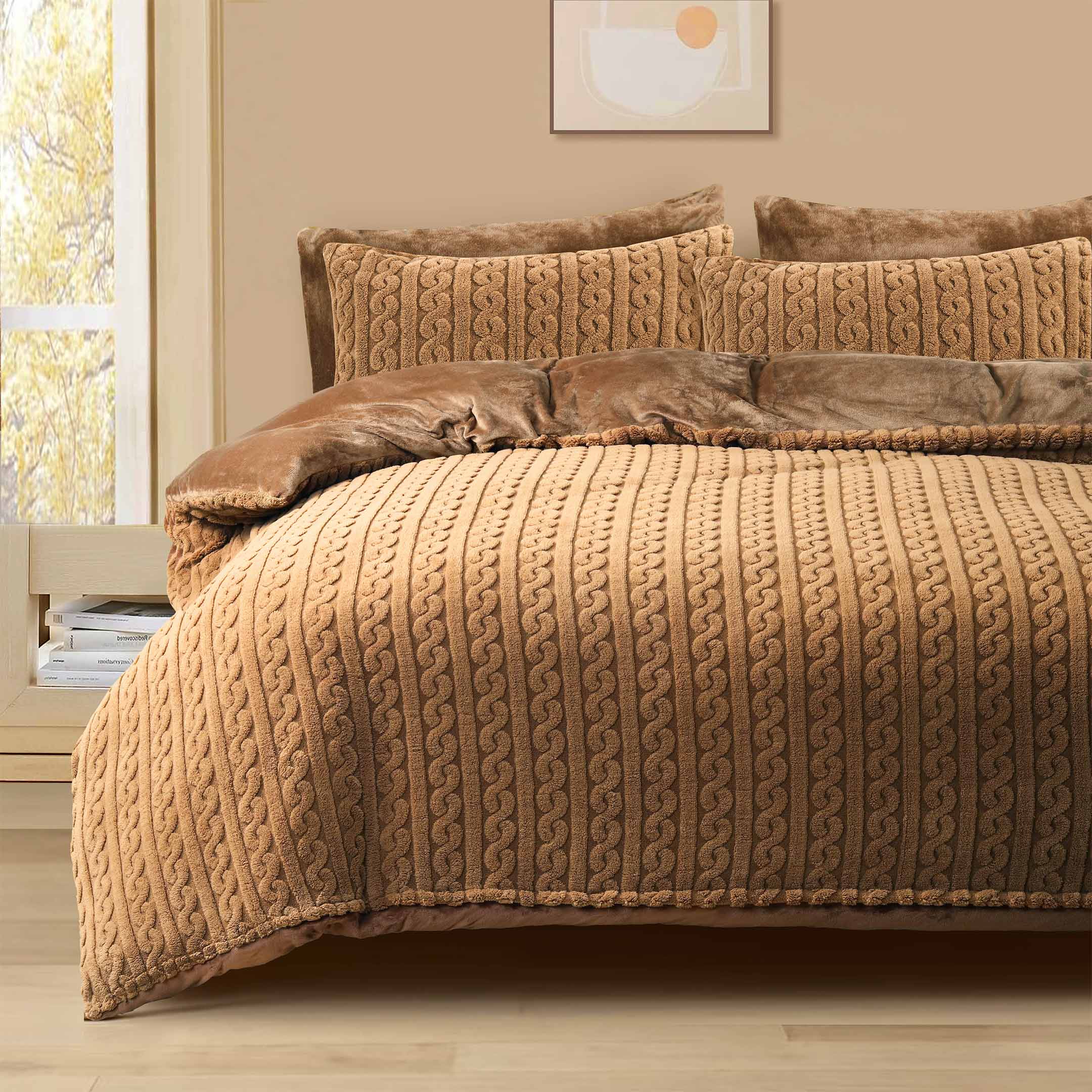 Luna Knit Fleece Duvet Cover-Thrush