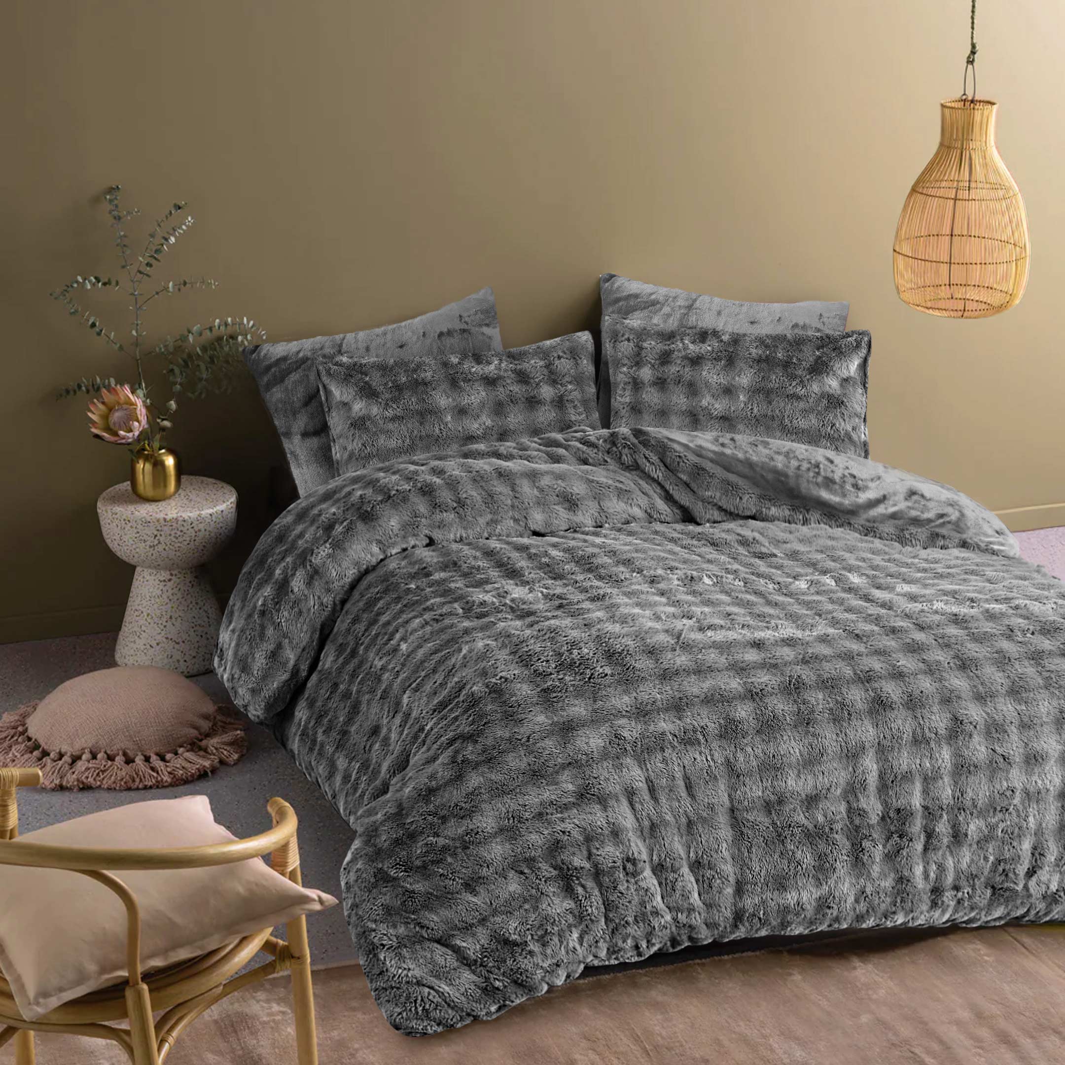 Bubble Fur Fleece Razaye Set-6 pcs Grey