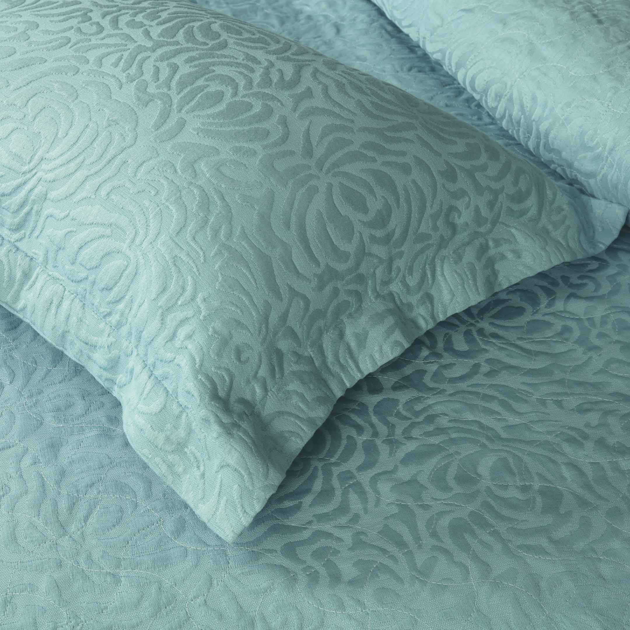 Serena Aqua Jacquard Summer Bedspread 6PCS Set