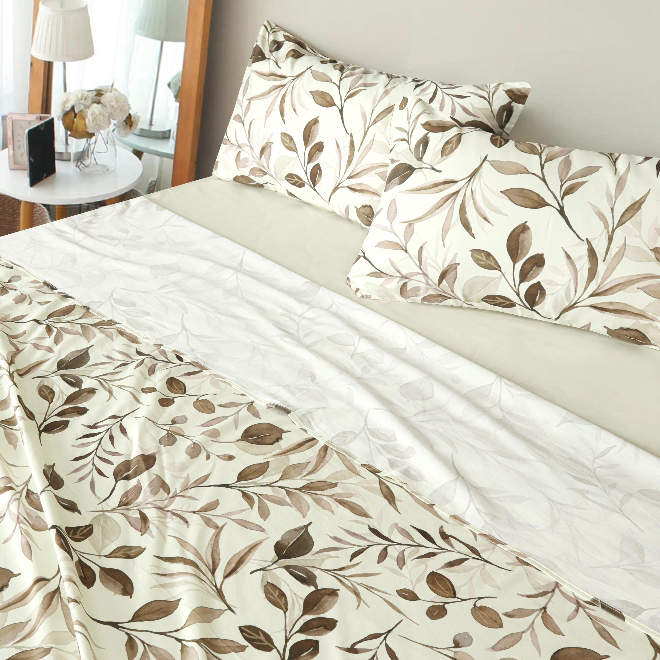 Rosewood Leaves Bedsheet Set