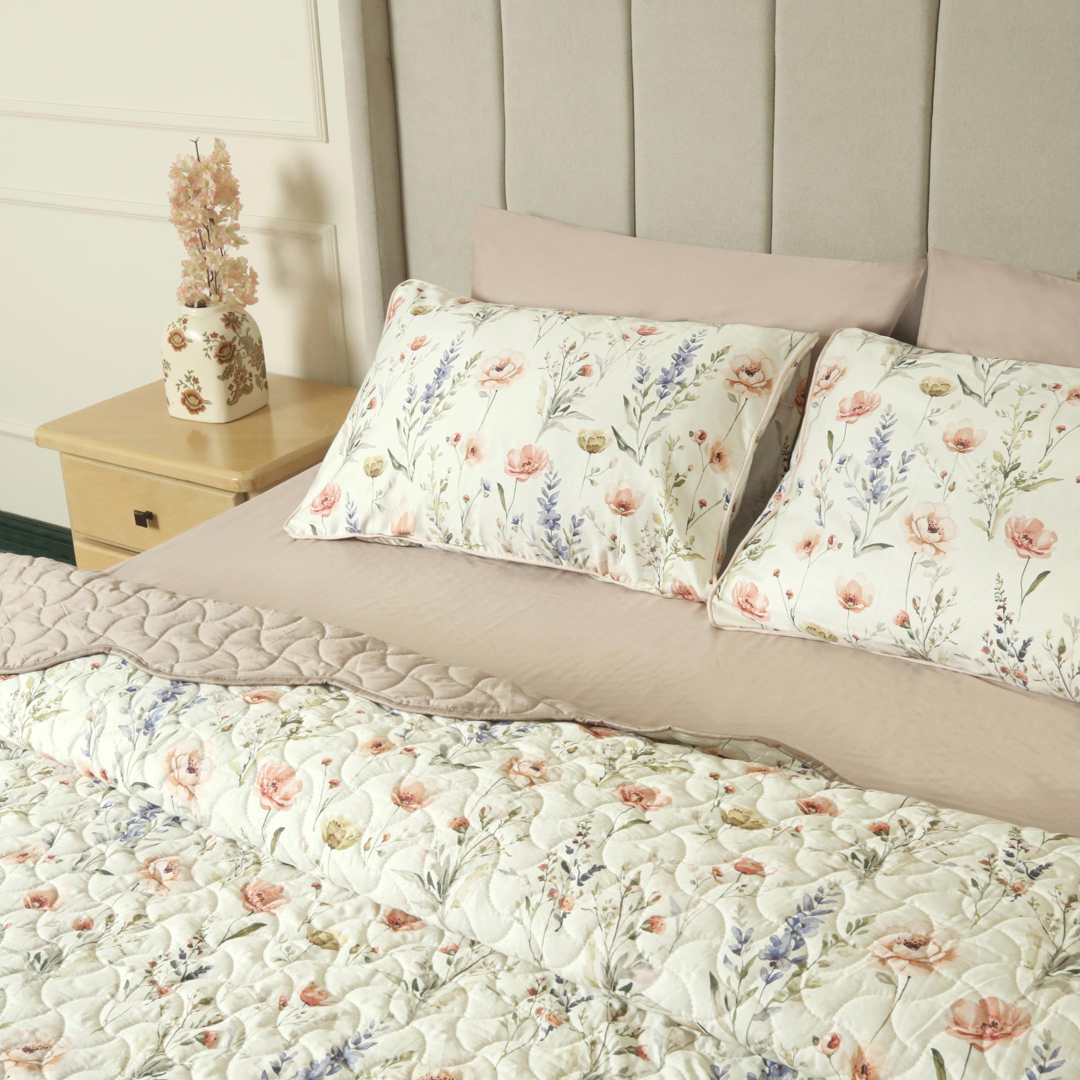 Blossom Serende Summer Quilted Bedspread-3pc Set