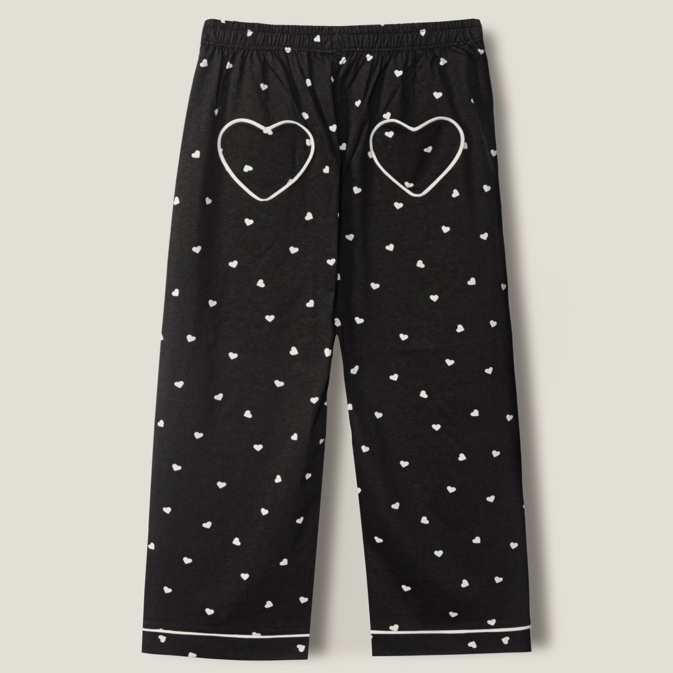 White Heart Printed Lounge wear- 2pc set
