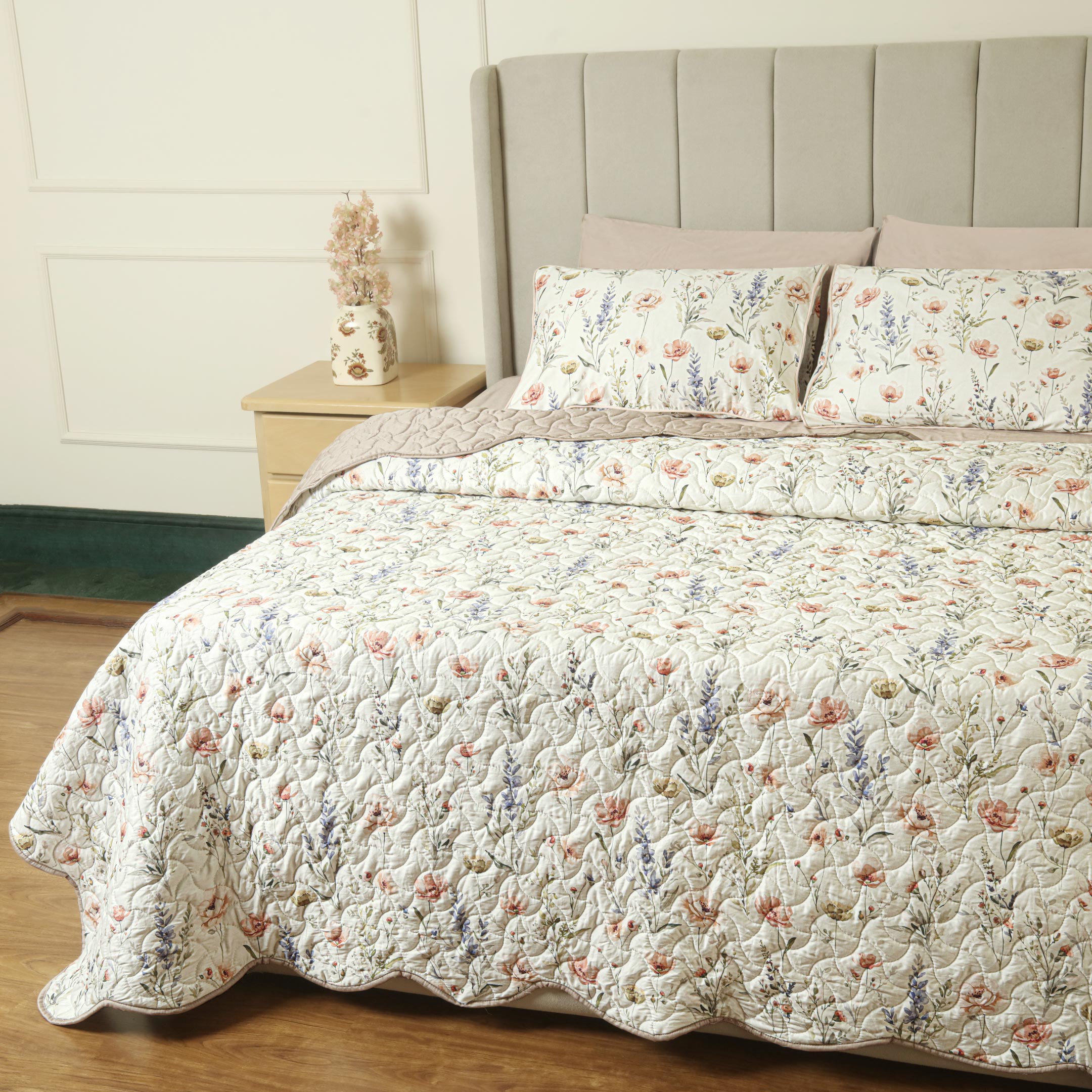 Blossom Serende Summer Quilted Bedspread-3pc Set