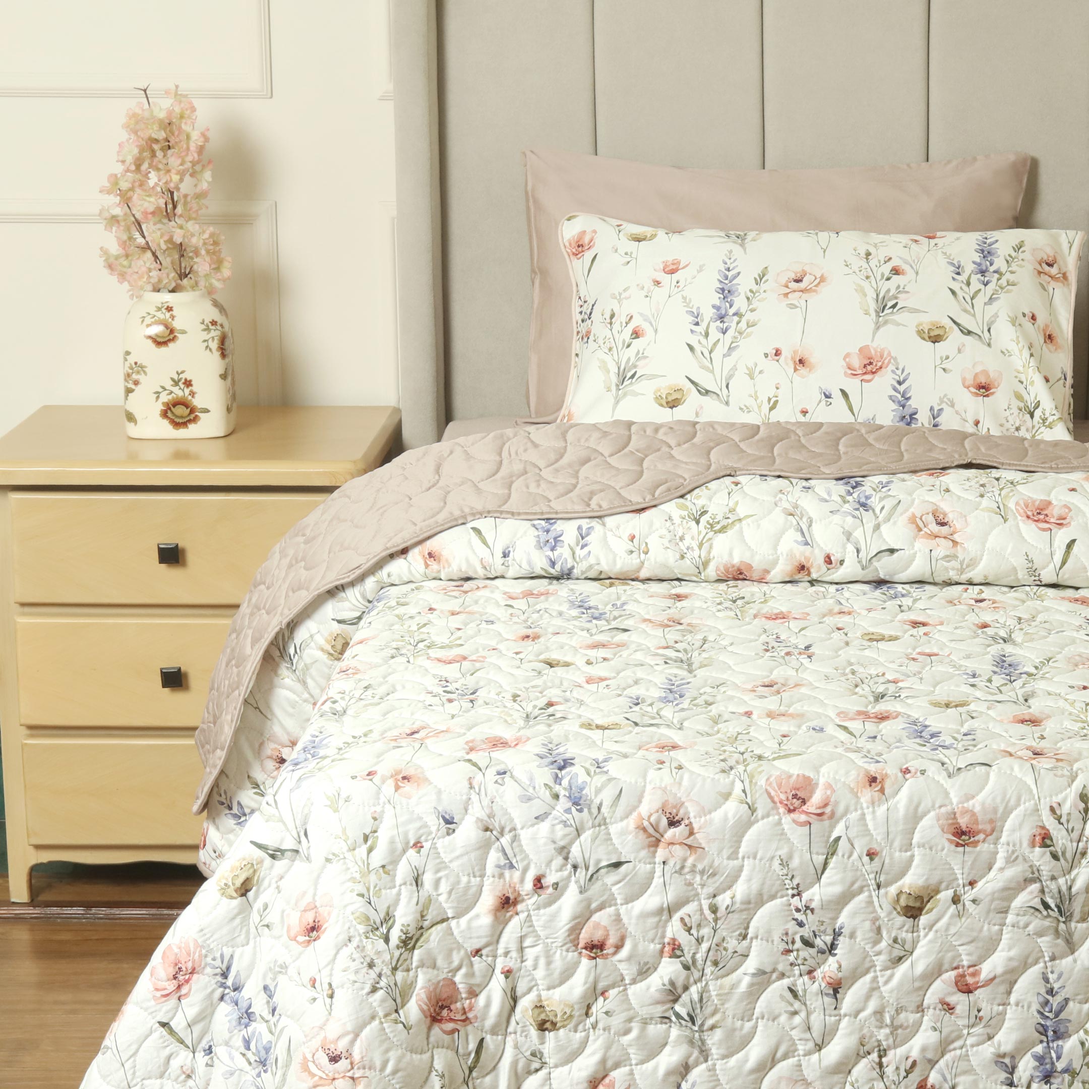 Blossom Serende Summer Quilted Bedspread-3pc Set