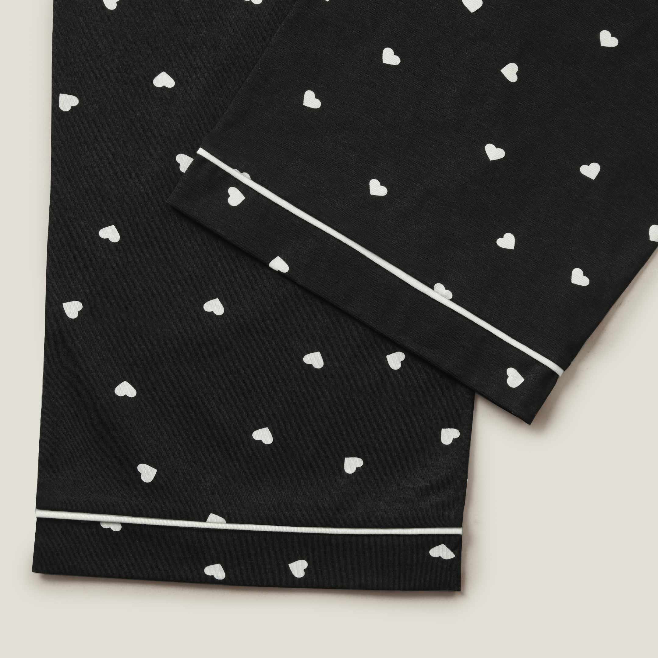 White Heart Printed Lounge wear- 2pc set
