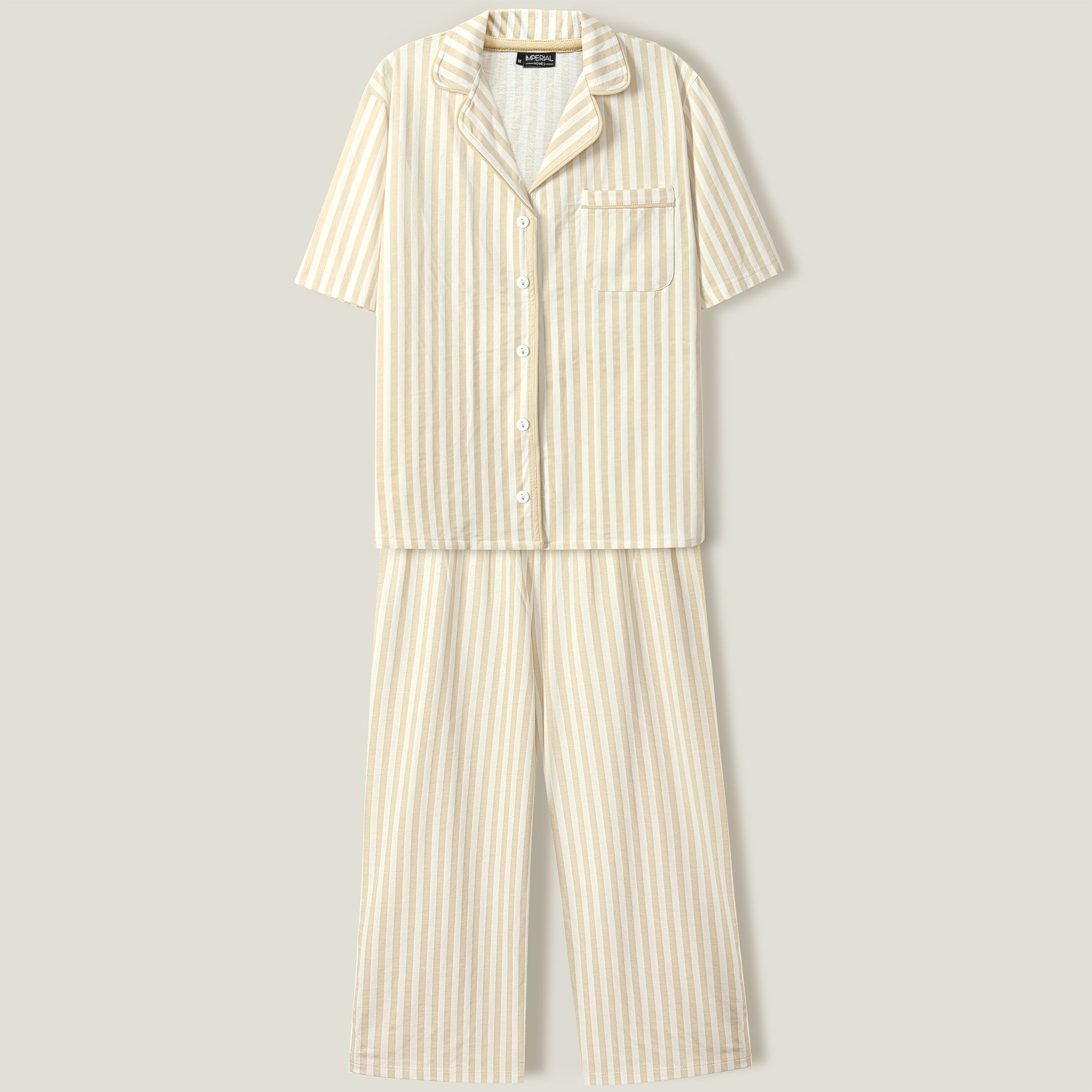 Beige Stripe Lounge wear- 2pc set