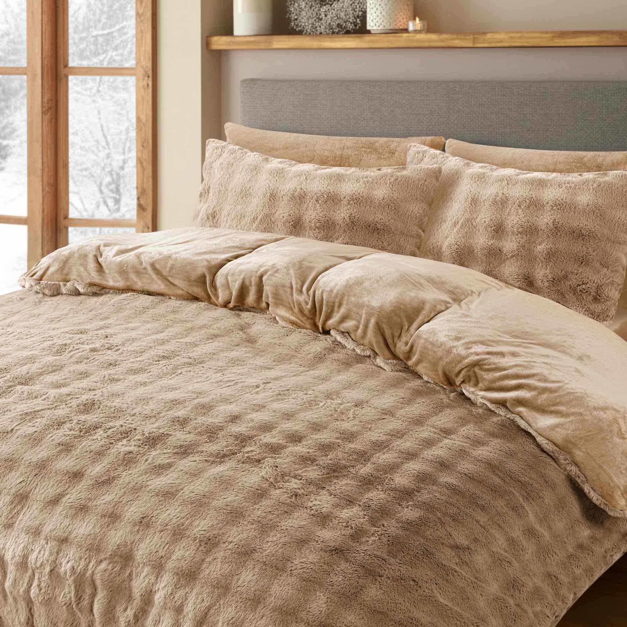 Bubble Fur Fleece Razaye Set-6 pcs Iced Latte