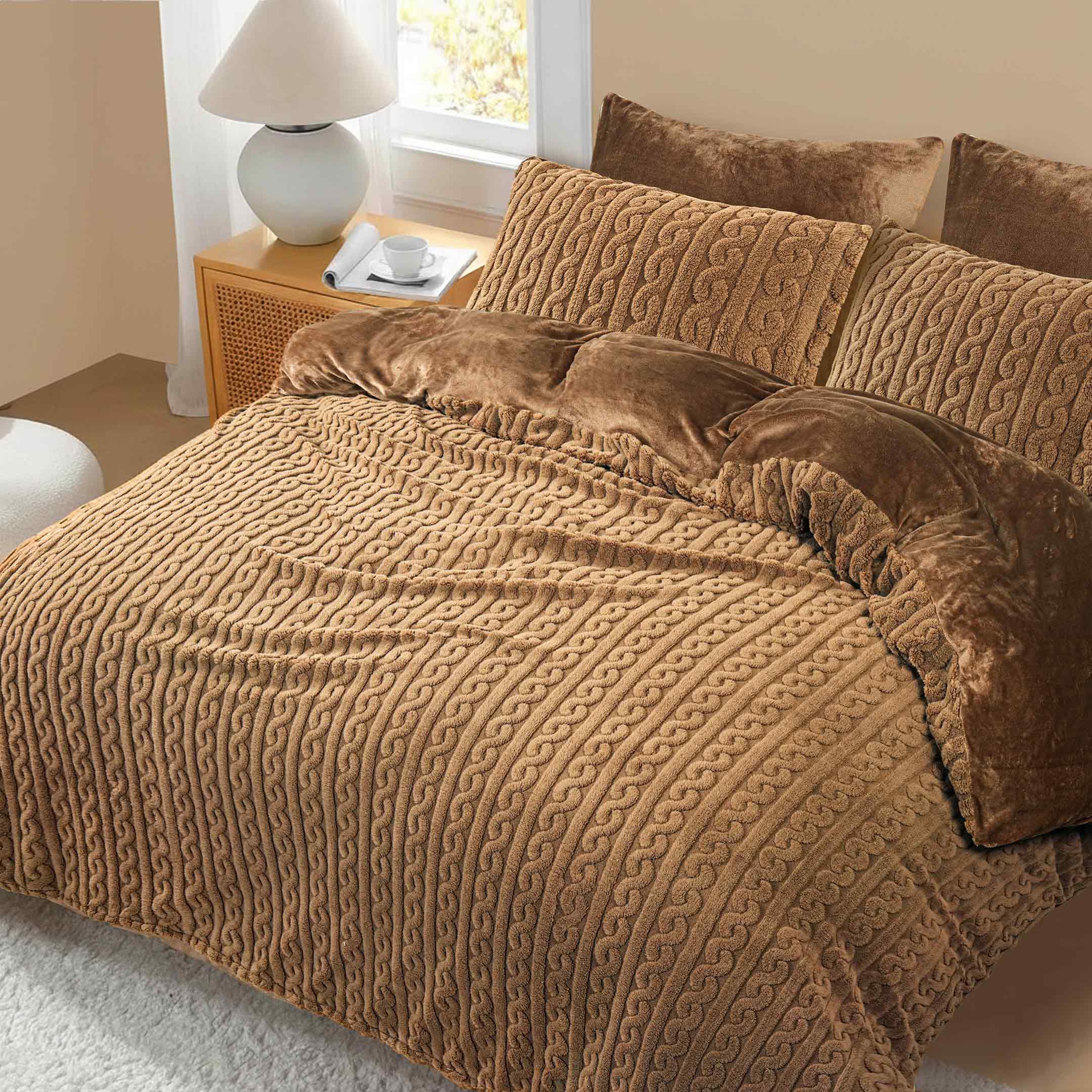 Luna Knit Fleece Duvet Cover-Thrush