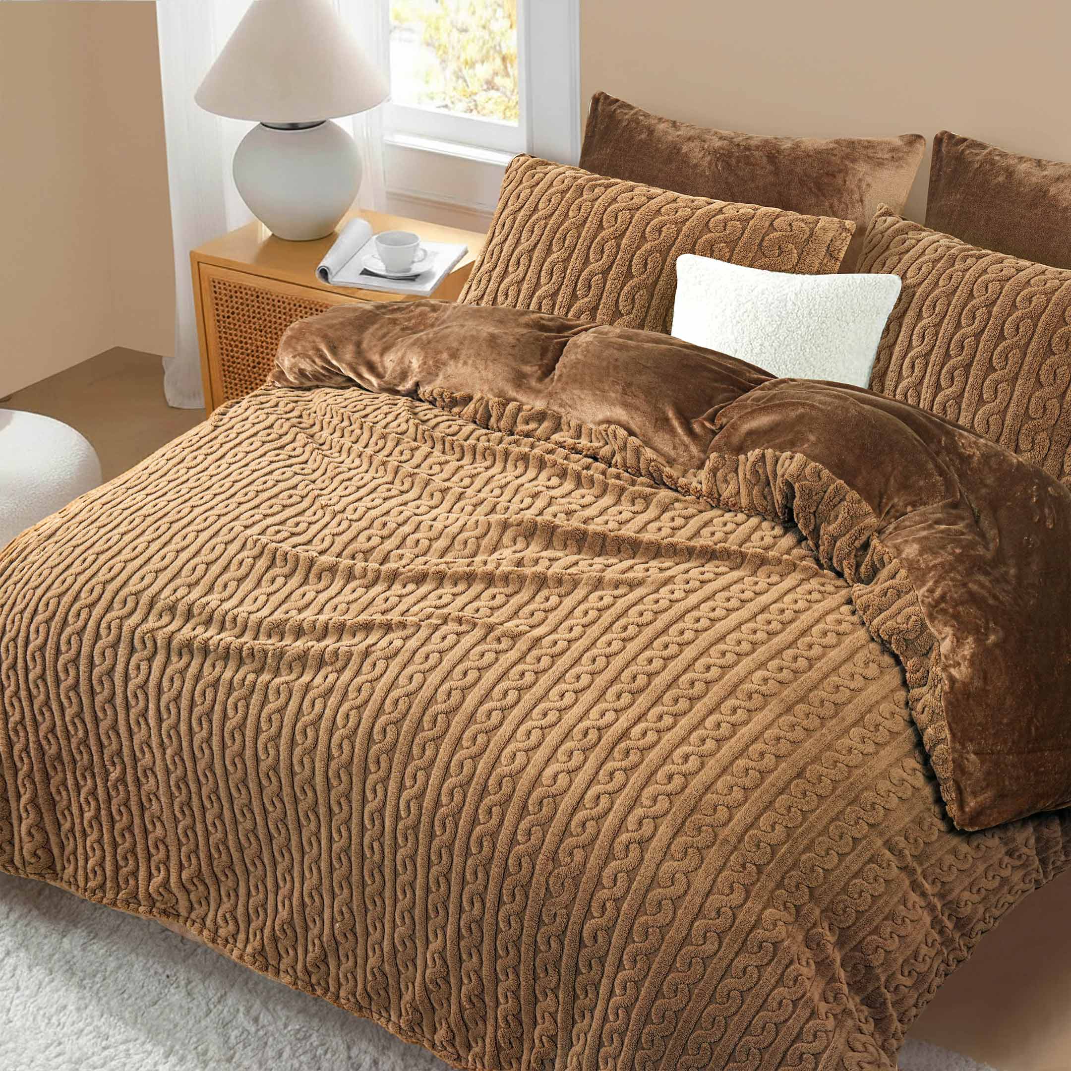 Luna Knit Fleece Duvet Cover-Thrush
