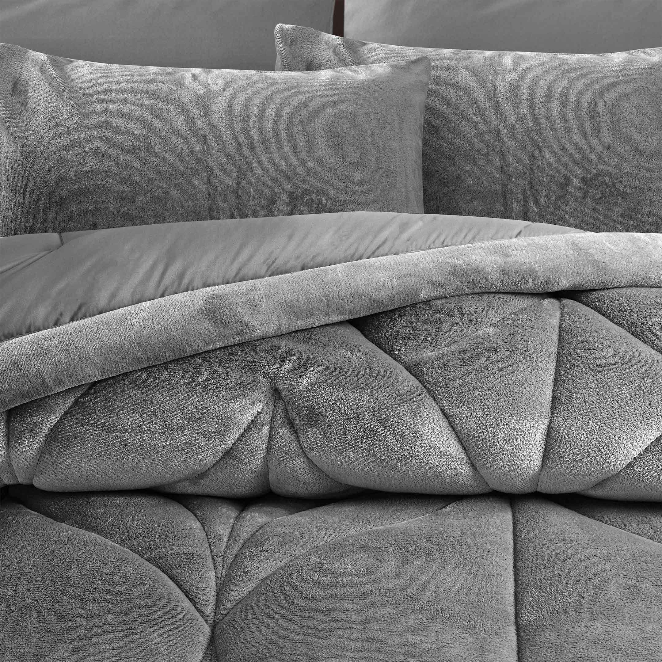 Diamond Puff Quilted 6pc Set-Grey