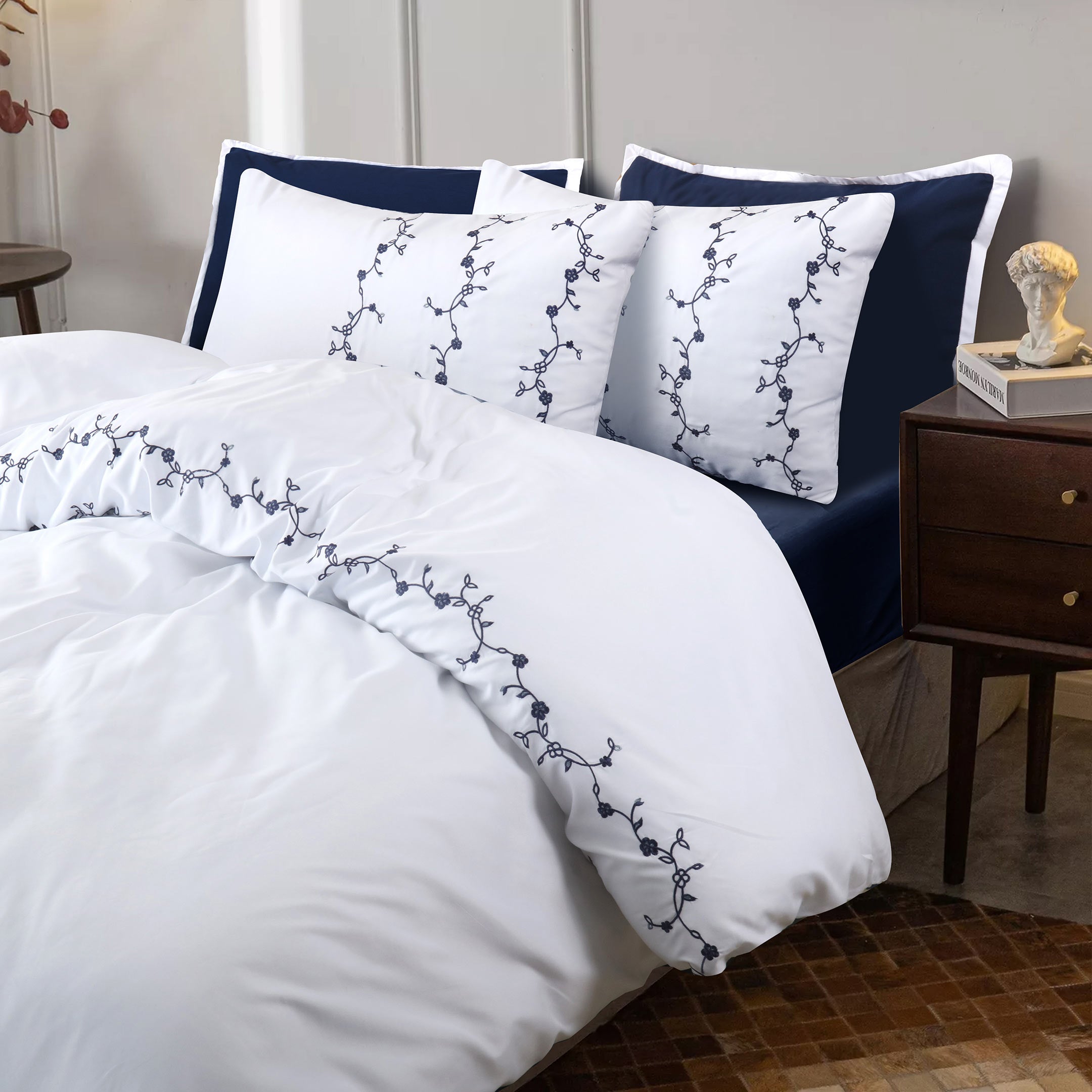 Twilight Flora Embroidered Duvet Cover Set