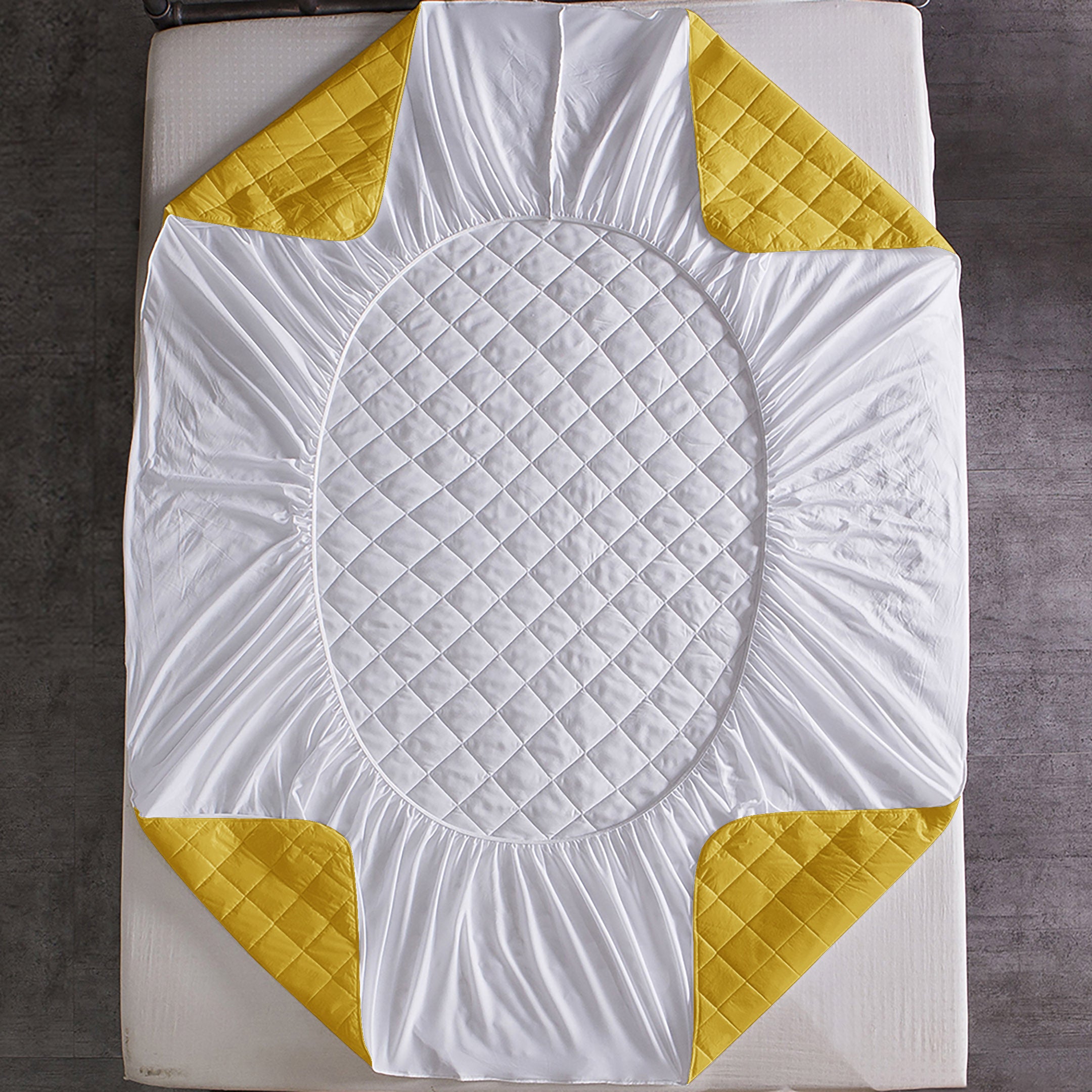 Waterproof Quilted Mattress Protectors Fitted Mustard