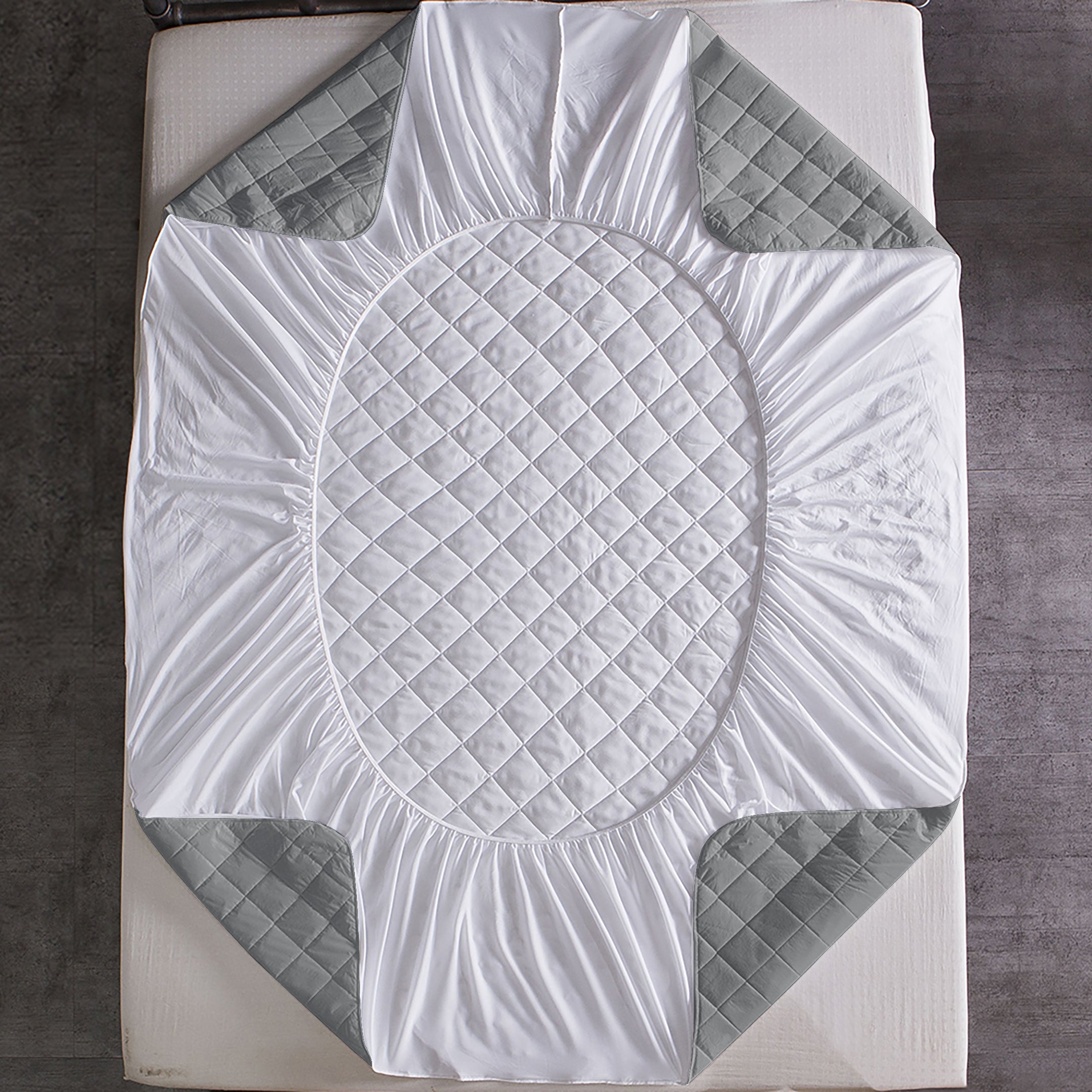 Waterproof Quilted Mattress Protectors Fitted Grey