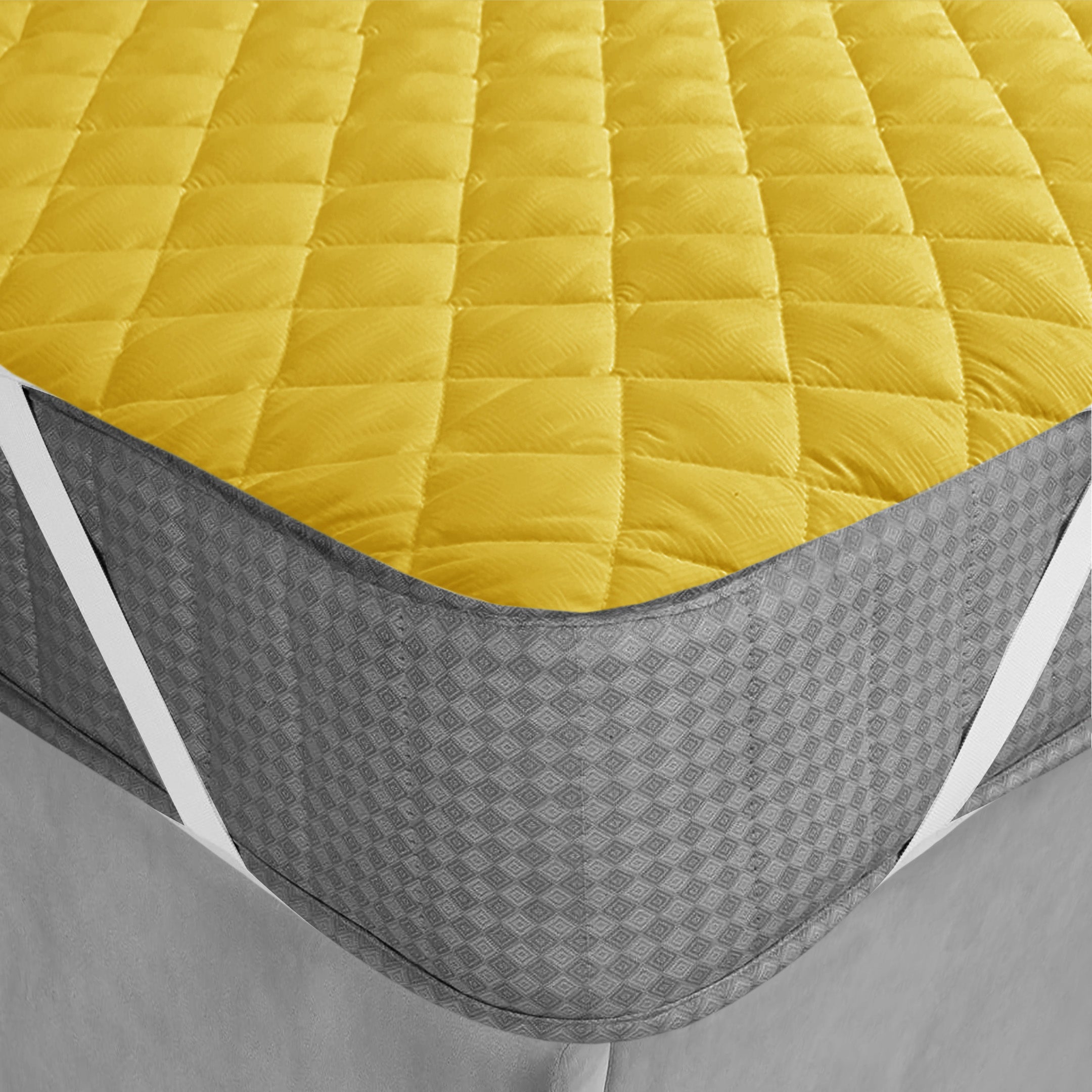 Waterproof Quilted Mattress Protectors With Elastic Strap Mustard