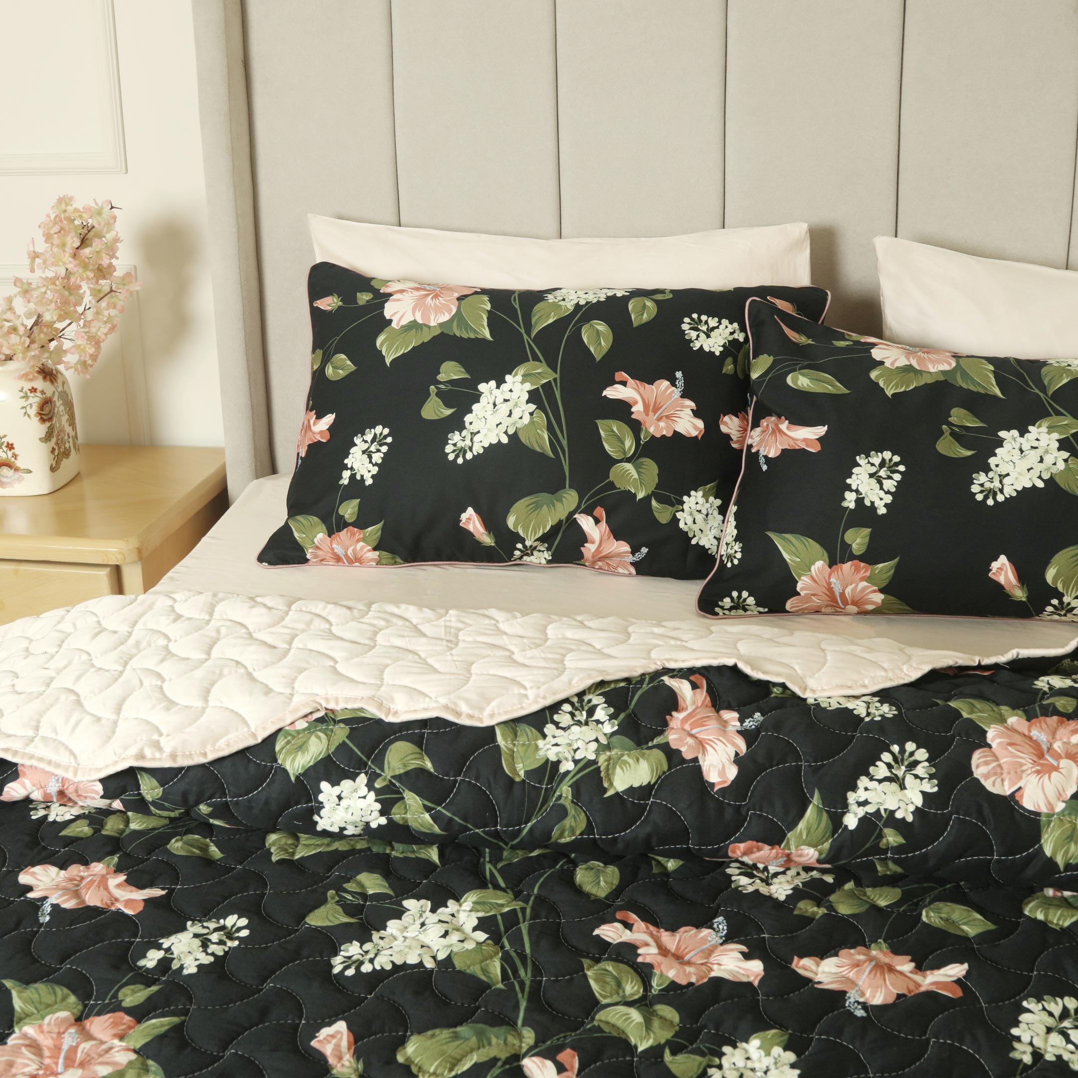 Noire Garden Summer Quilted Bedspread-3pc Set