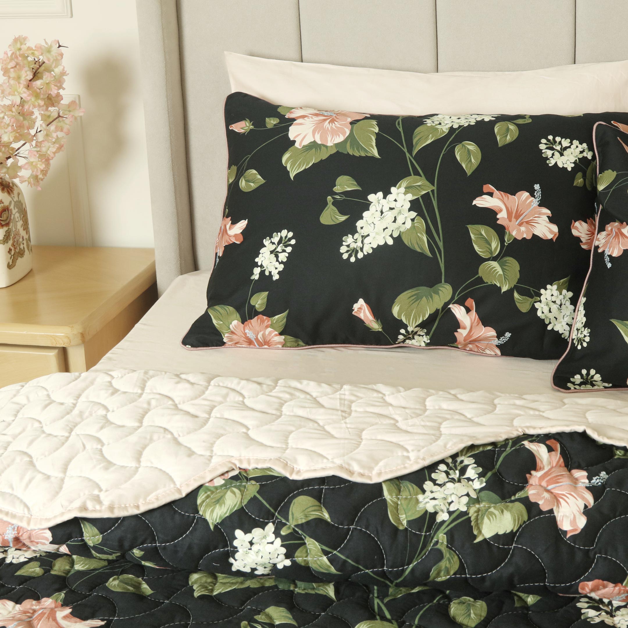 Noire Garden Summer Quilted Bedspread-3pc Set