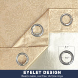 Grommet Blackout Weave Embossed Velvet Curtain Beige