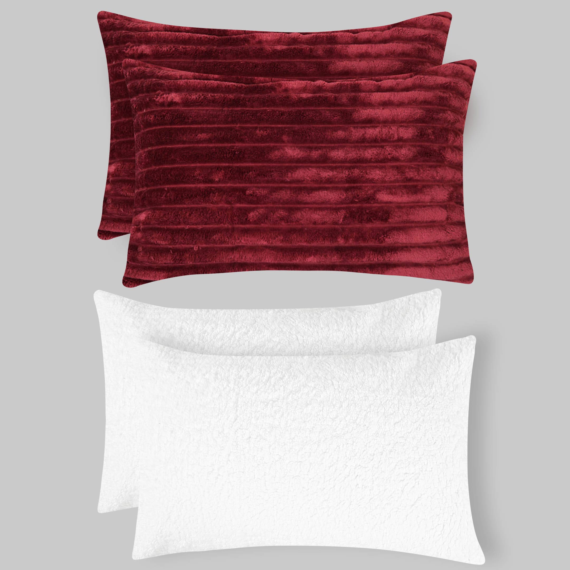 Heavy Weighted Fleece & Sherpa 7pcs Bedding Set-Maroon