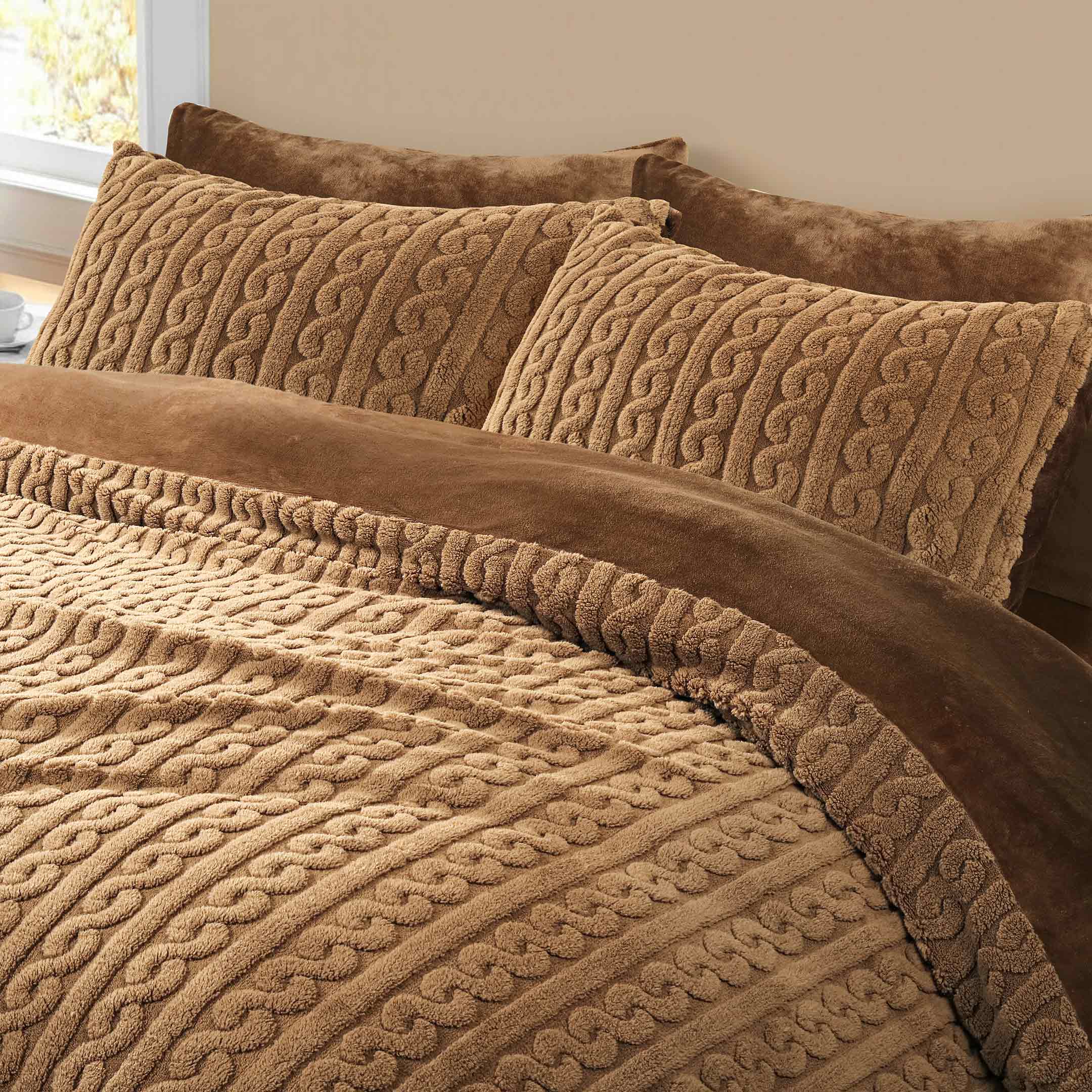 Luna Knit Fleece Duvet Cover-Thrush