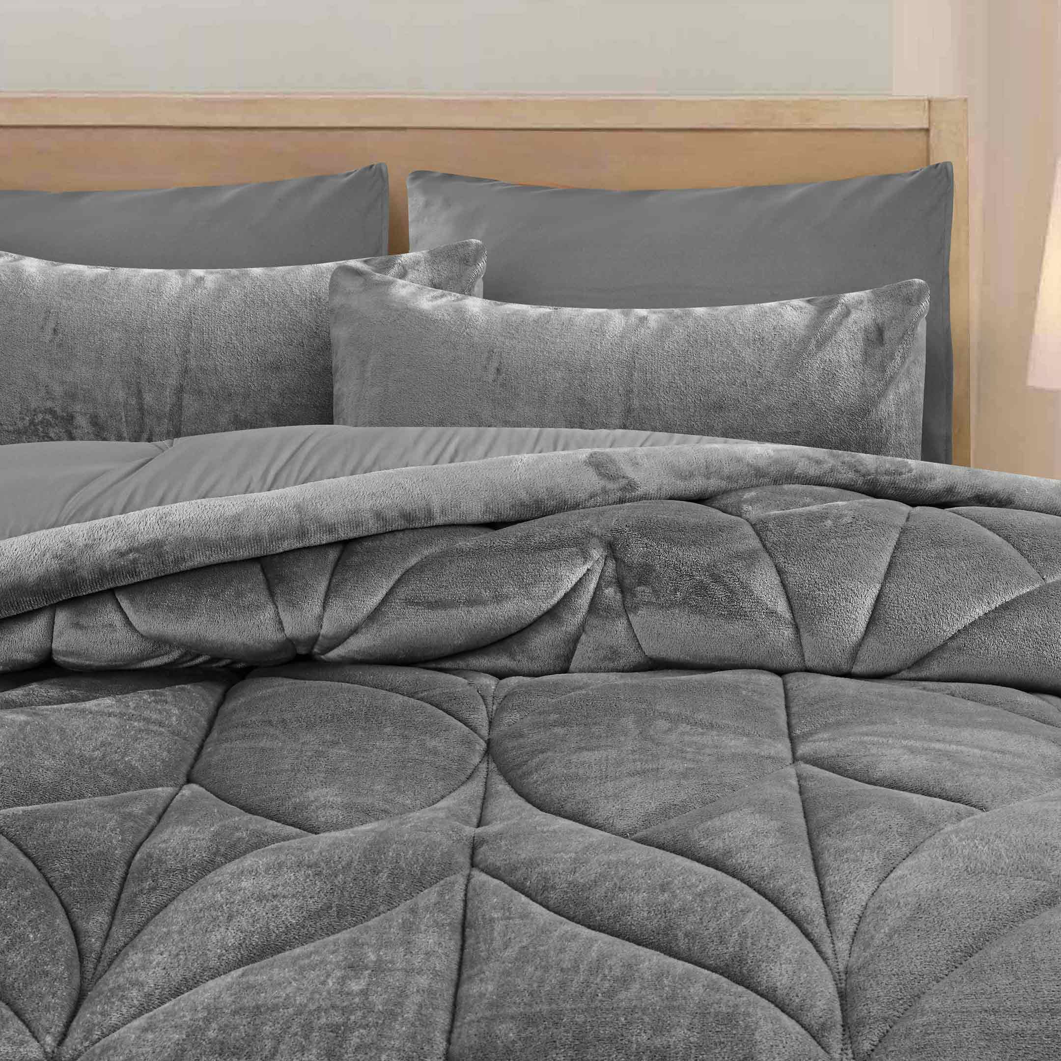 Diamond Puff Quilted 6pc Set-Grey