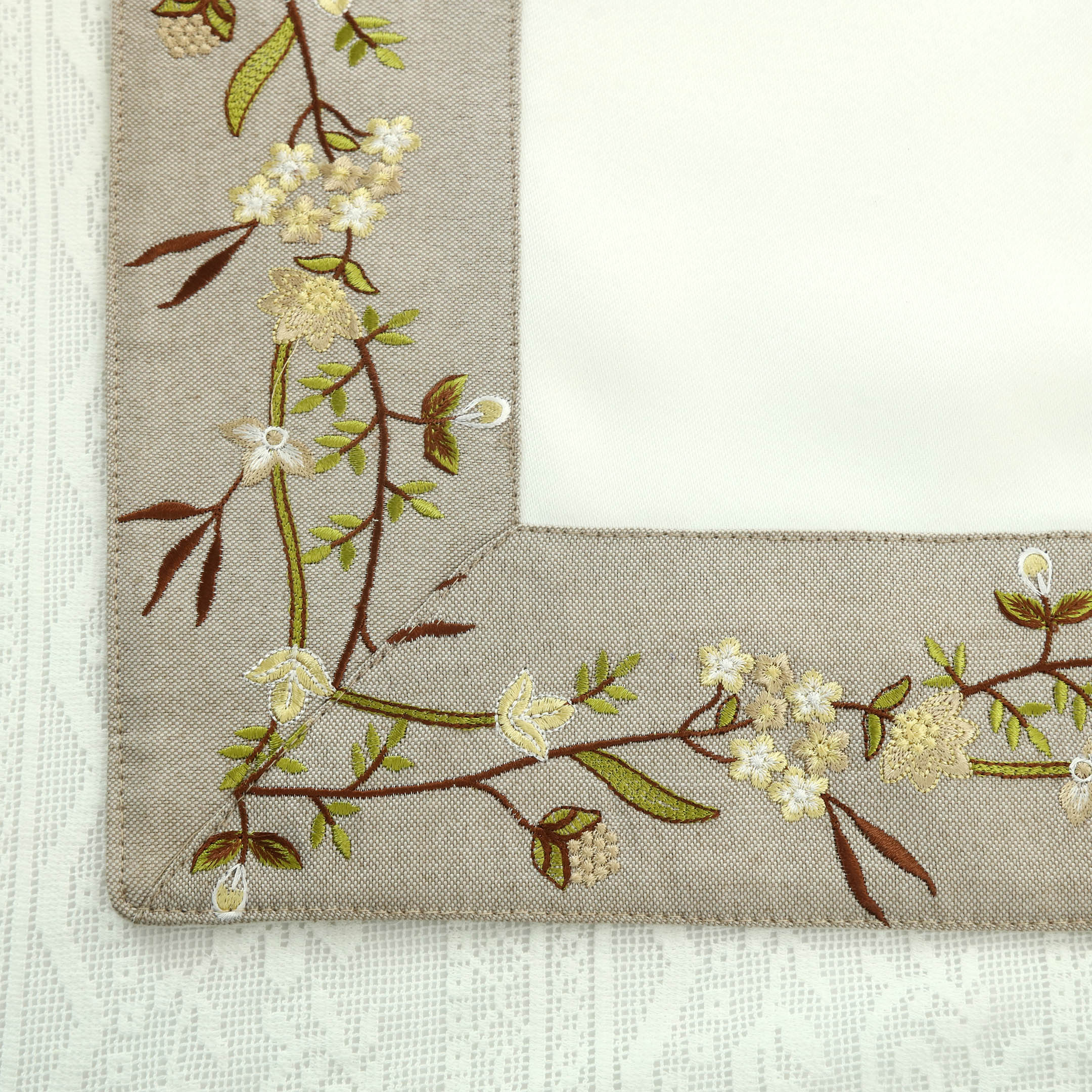 Serene Floral Embroidered - Dining Table Set
