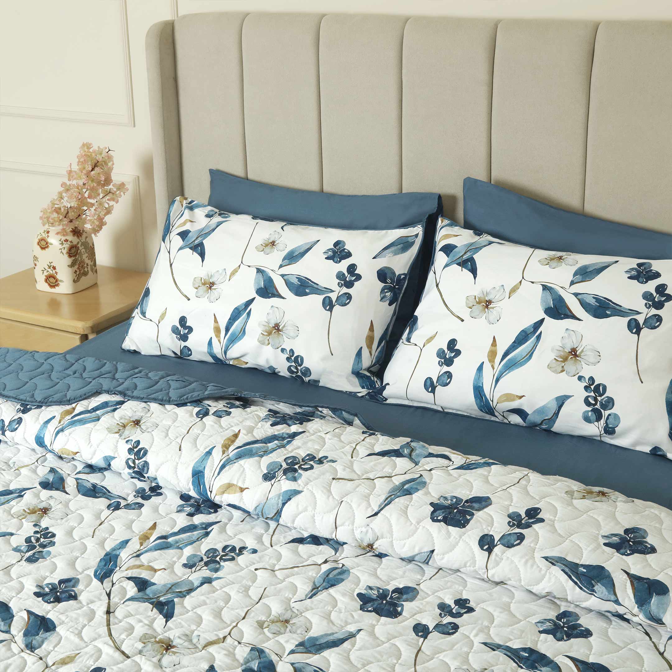 Bluebell Mist Summer Quilted Bedspread-3pc Set
