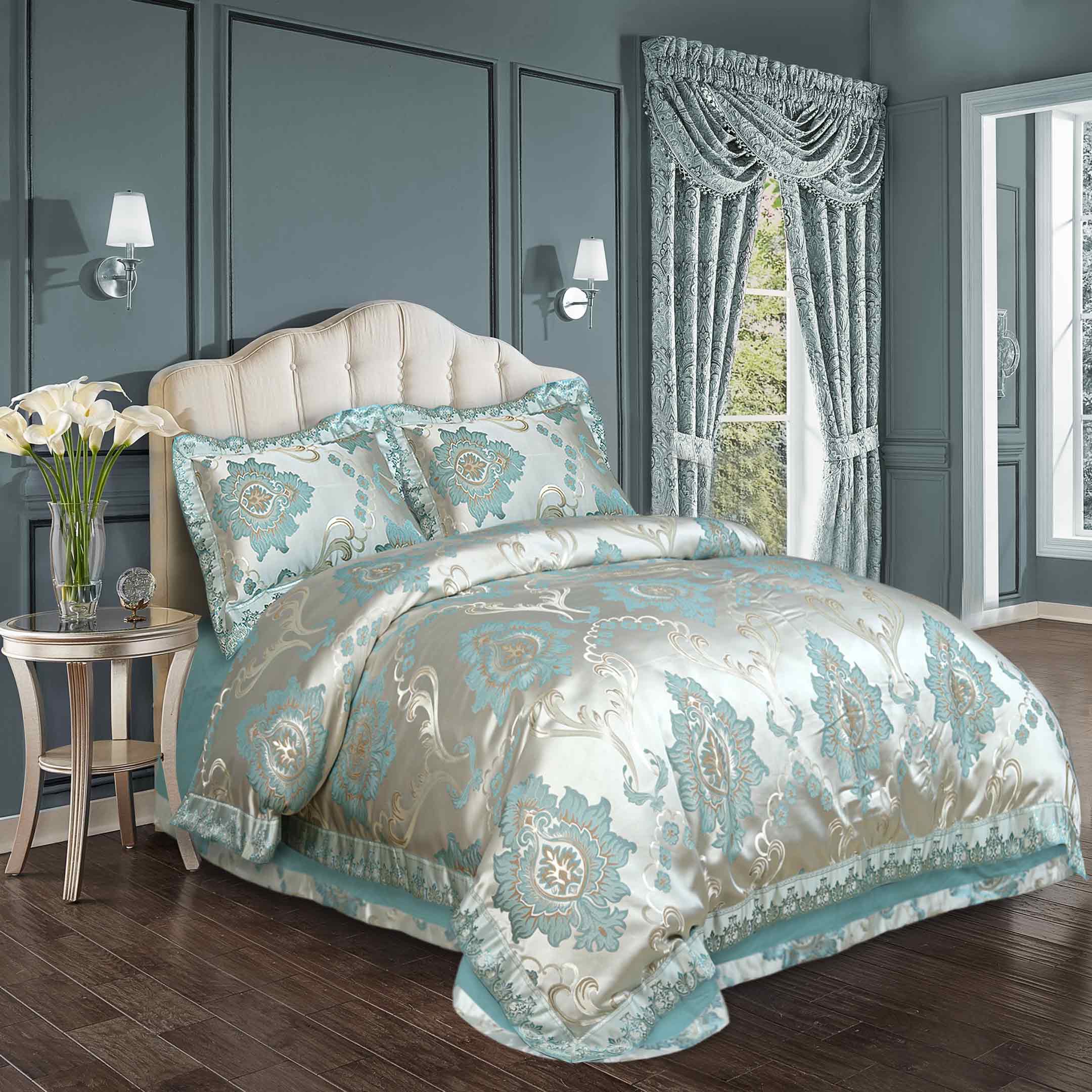 4 Pcs Fancy Pure Cotton Dumba Jacquard Duvet Set
