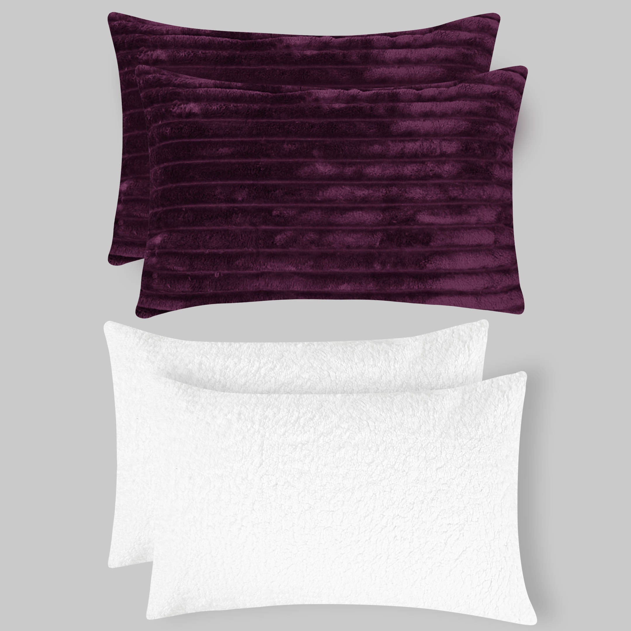 Heavy Weighted Fleece & Sherpa 7pcs Bedding Set-Plum