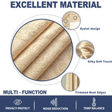 Grommet Blackout Weave Embossed Velvet Curtain Beige