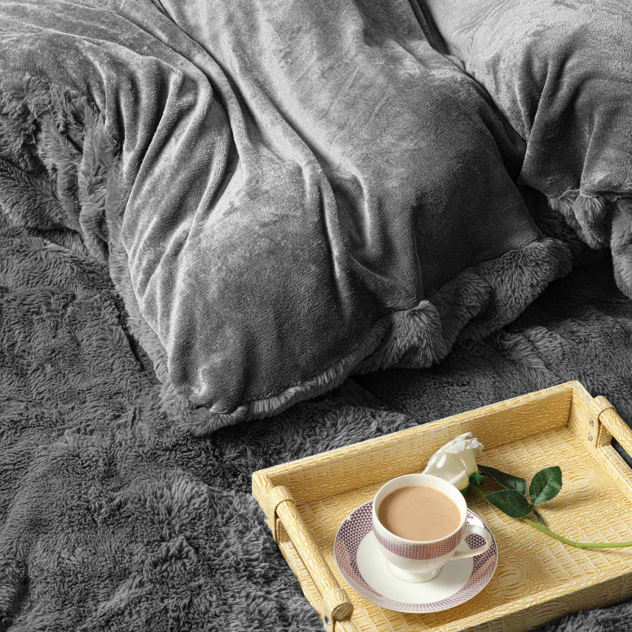 Bubble Fur Fleece Razaye Set-6 pcs Grey