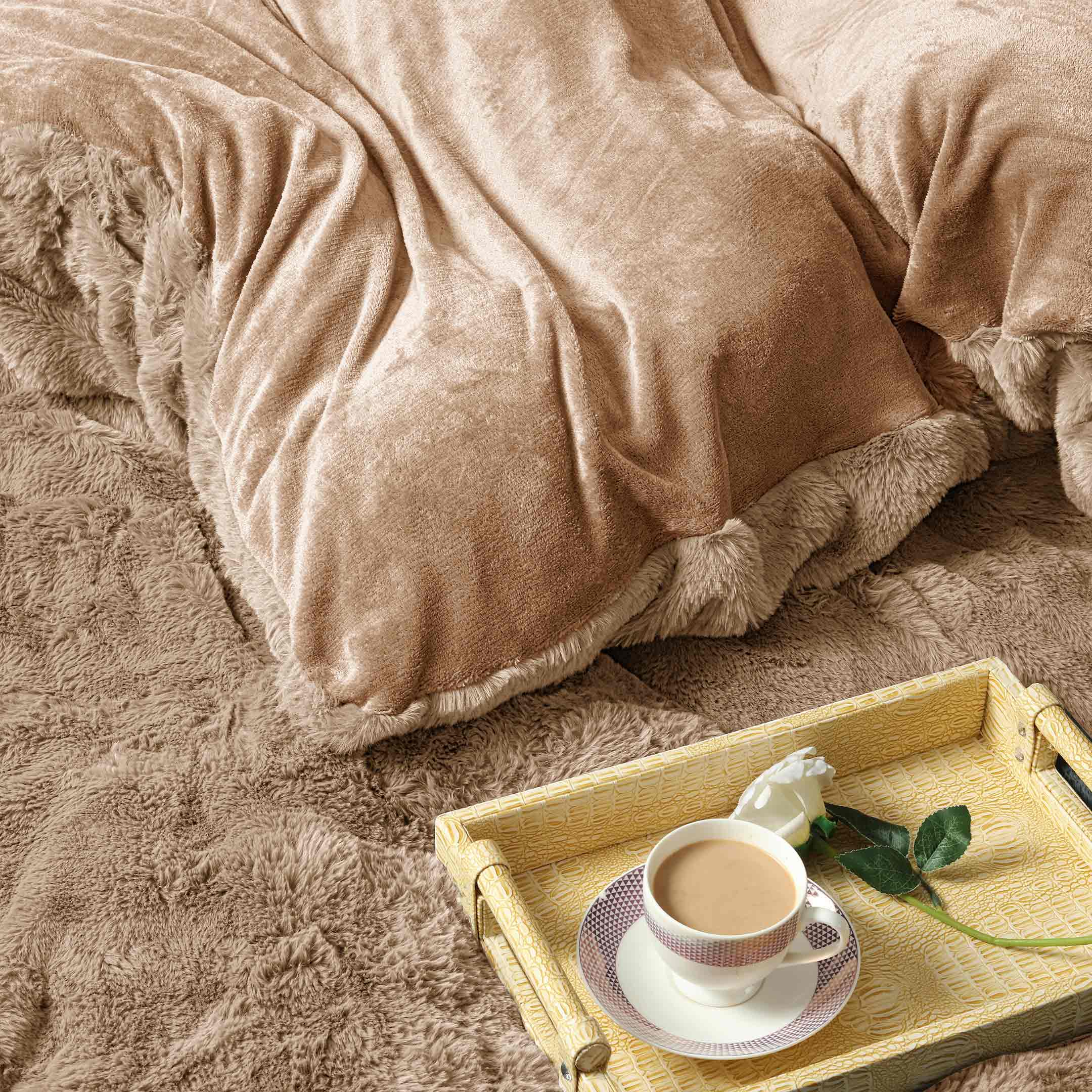 Bubble Fur Fleece Razaye Set-6 pcs Iced Latte