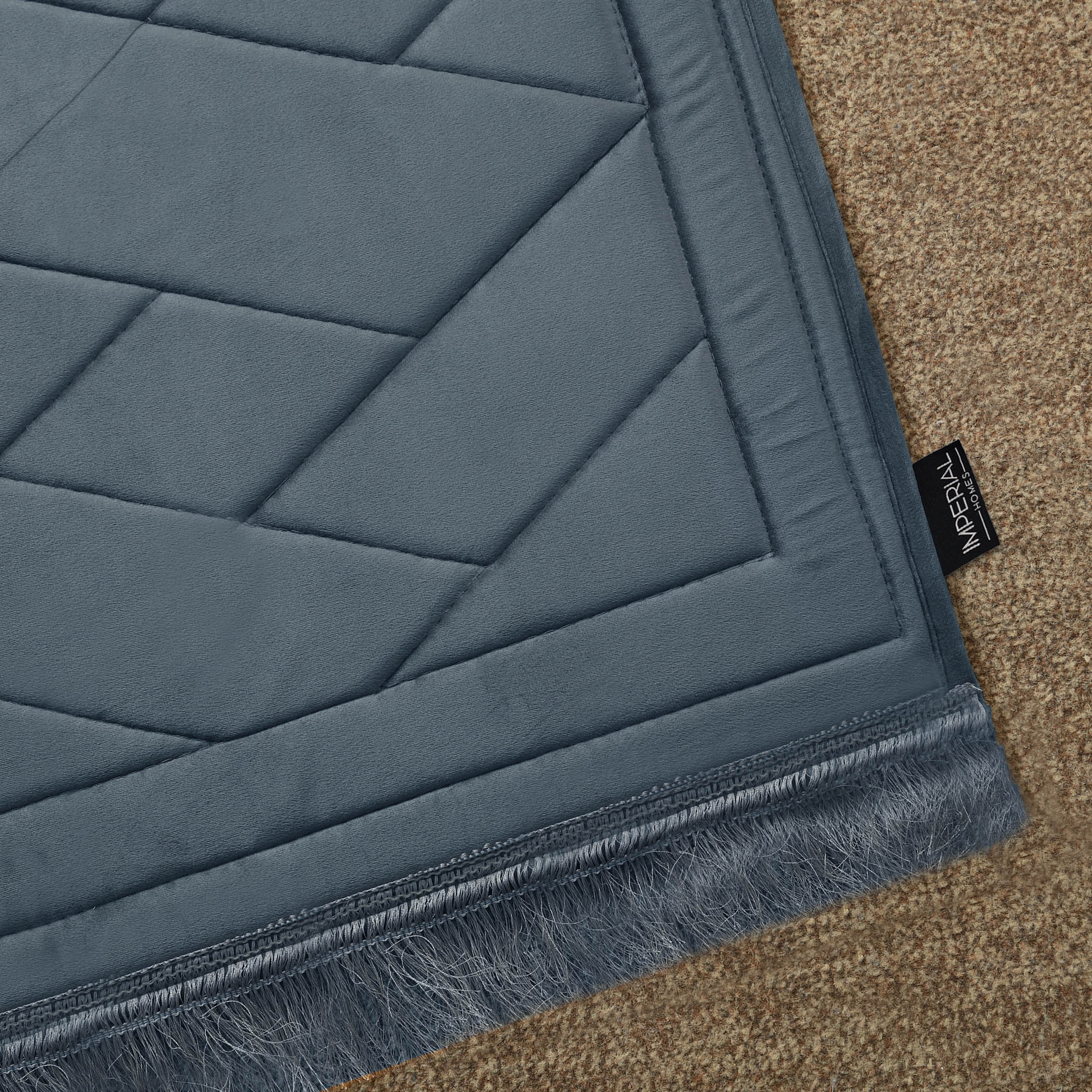 Turkish Style Quilted Velvet Padded Prayermat Grey