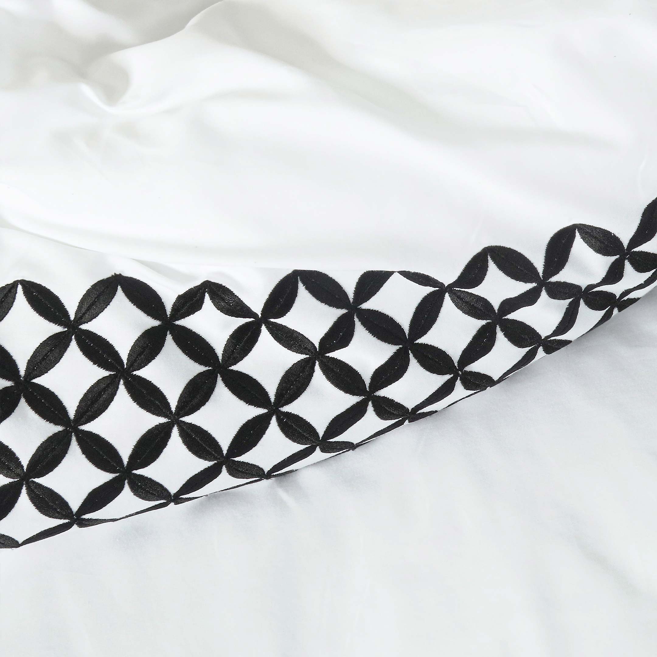 Noir Grid Elegance Embroidered Duvet Cover