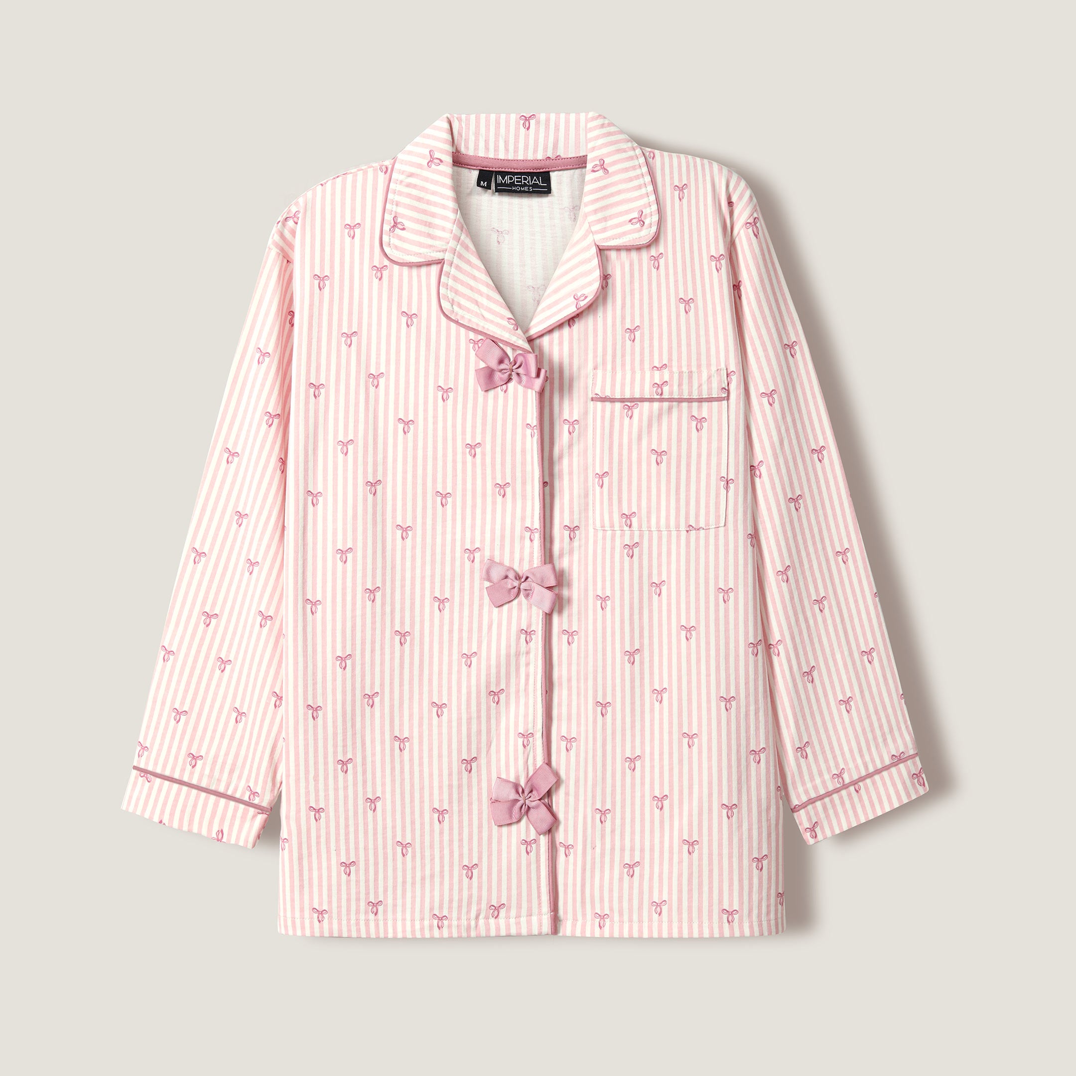 Pink Stripe Bow Lounge wear- 2pc set