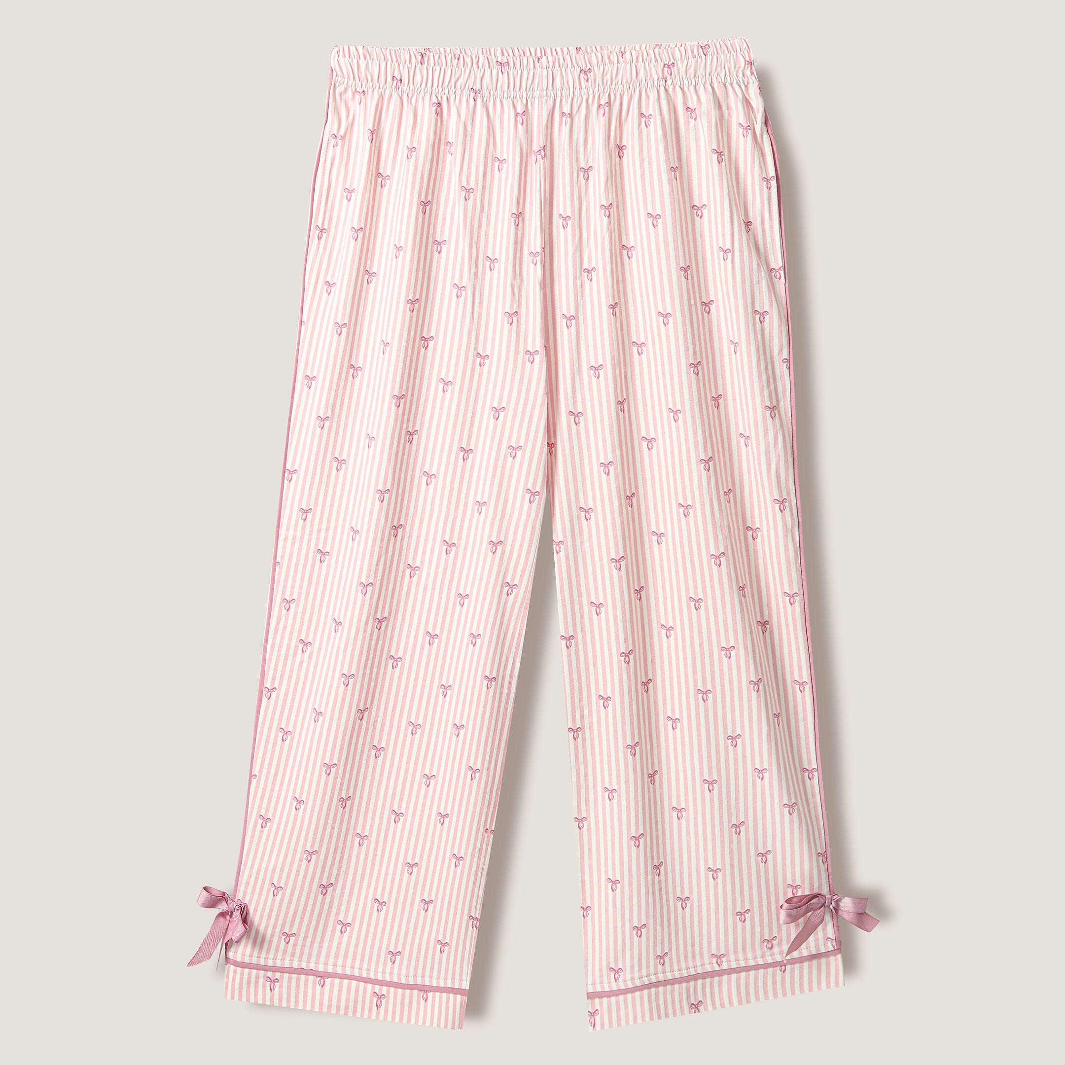 Pink Stripe Bow Lounge wear- 2pc set
