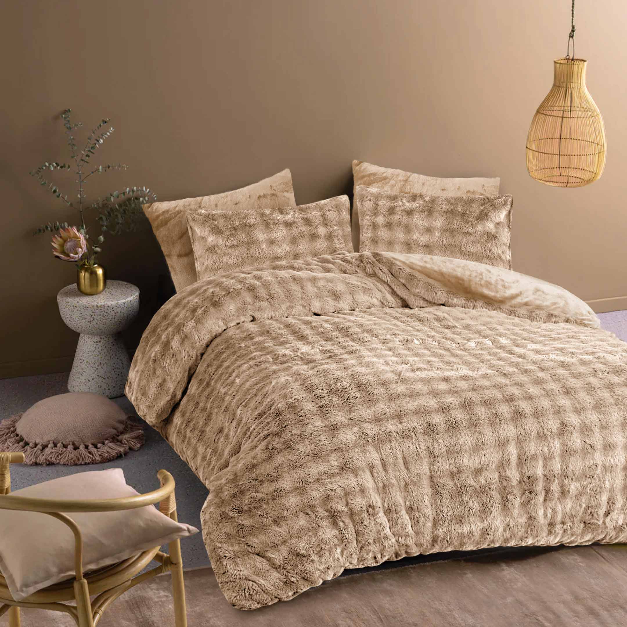 Bubble Fur Fleece Razaye Set-6 pcs Iced Latte