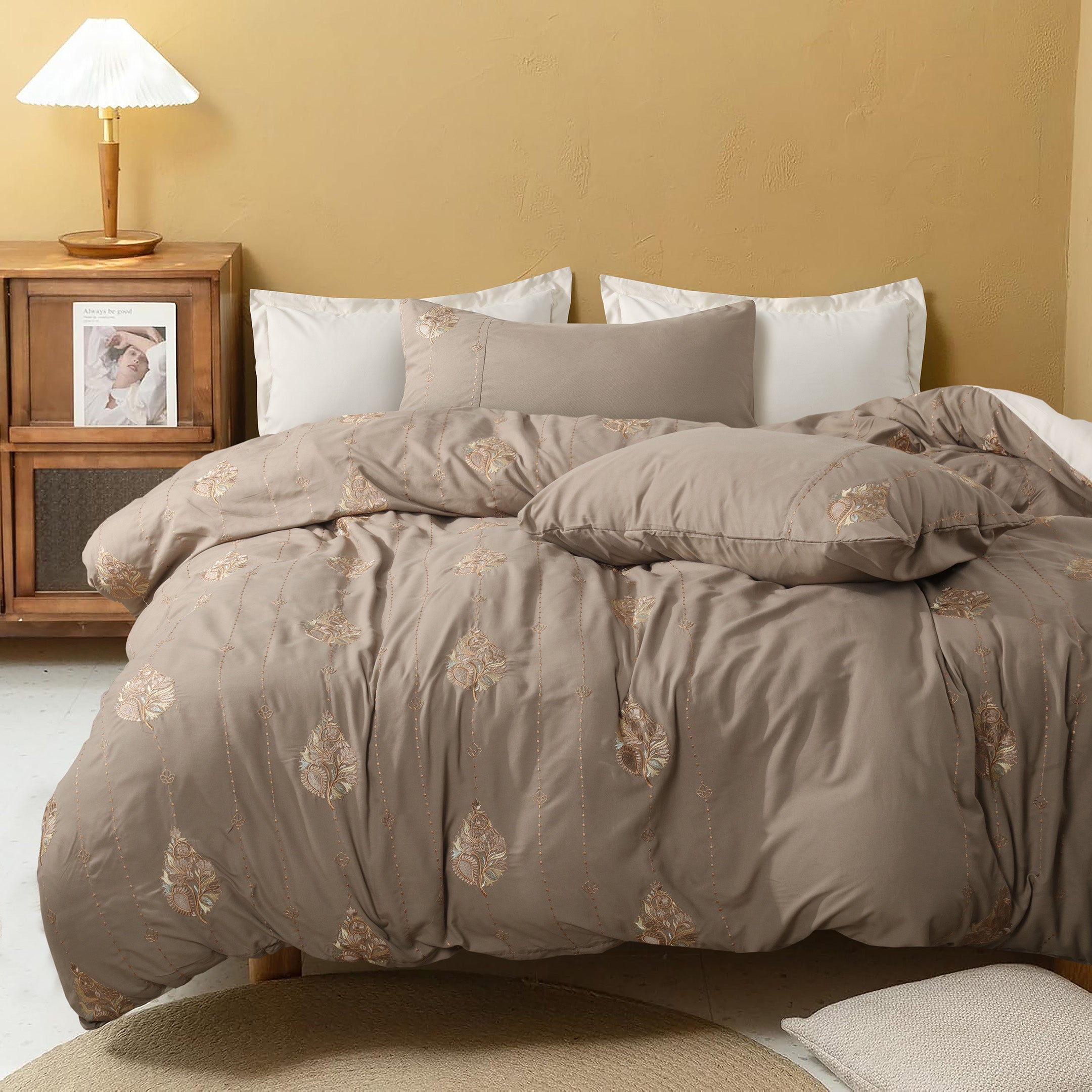 Opulent Bliss Embroidered Duvet Cover Set