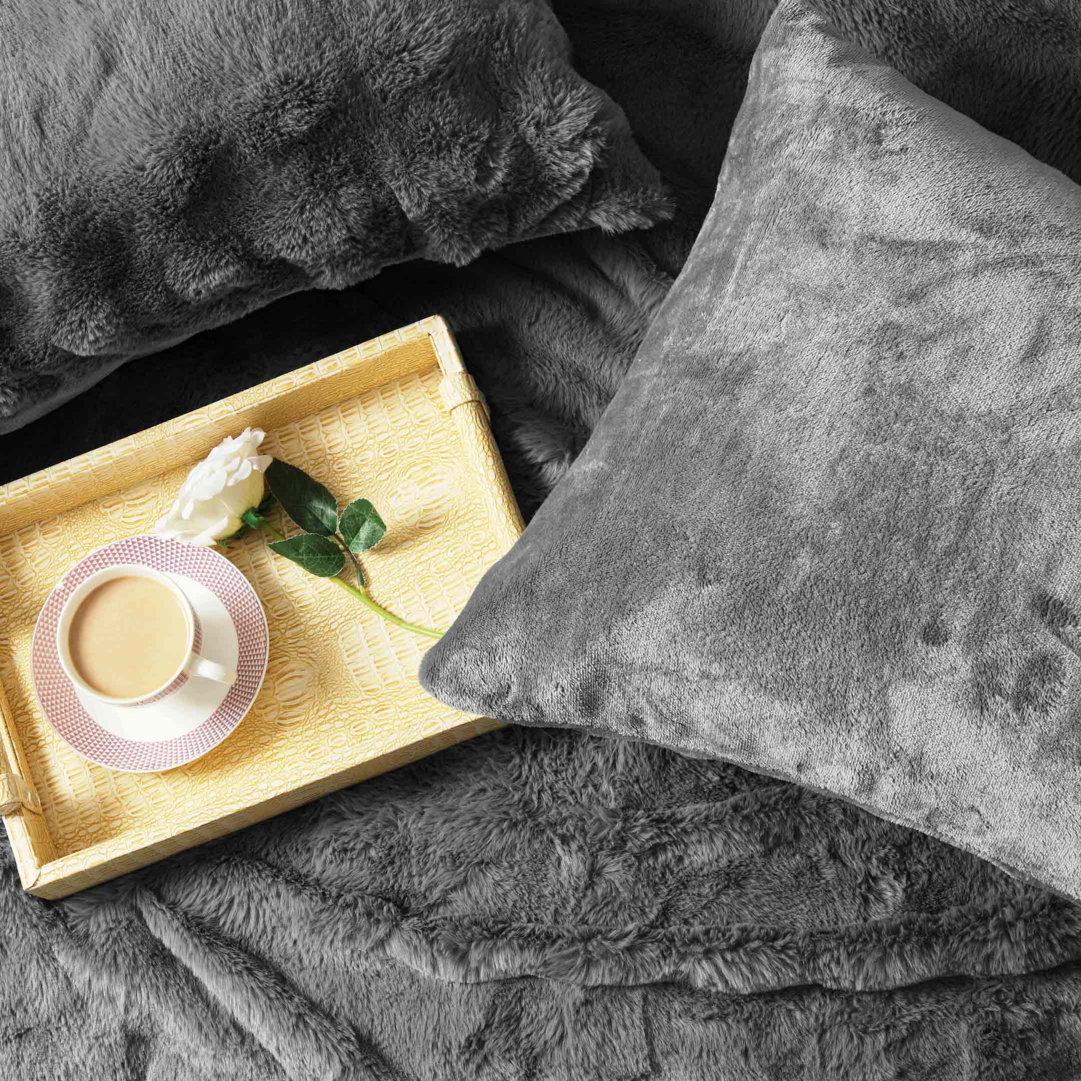 Bubble Fur Fleece Razaye Set-6 pcs Grey