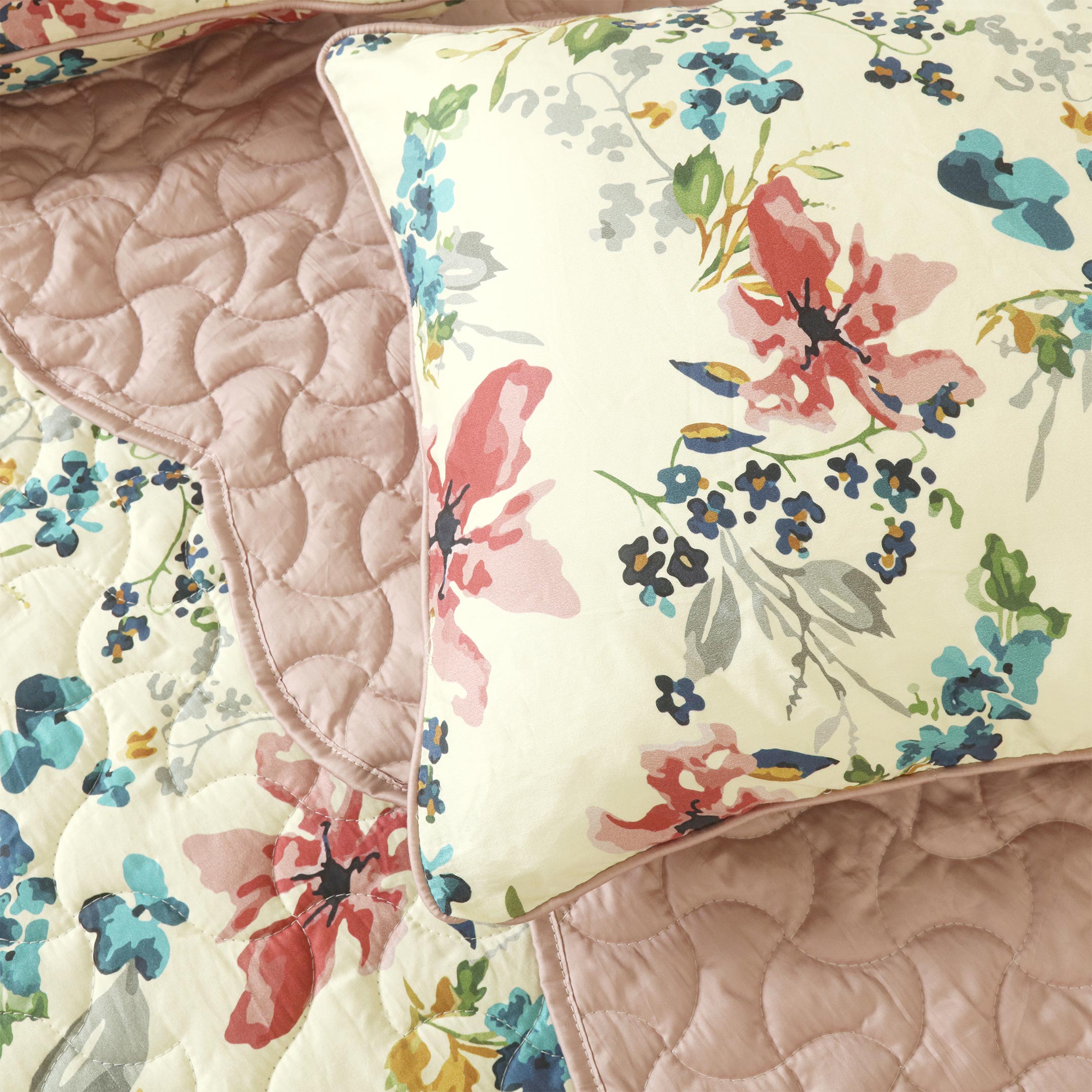 Meadow Grace Summer Quilted Bedspread-3pc Set