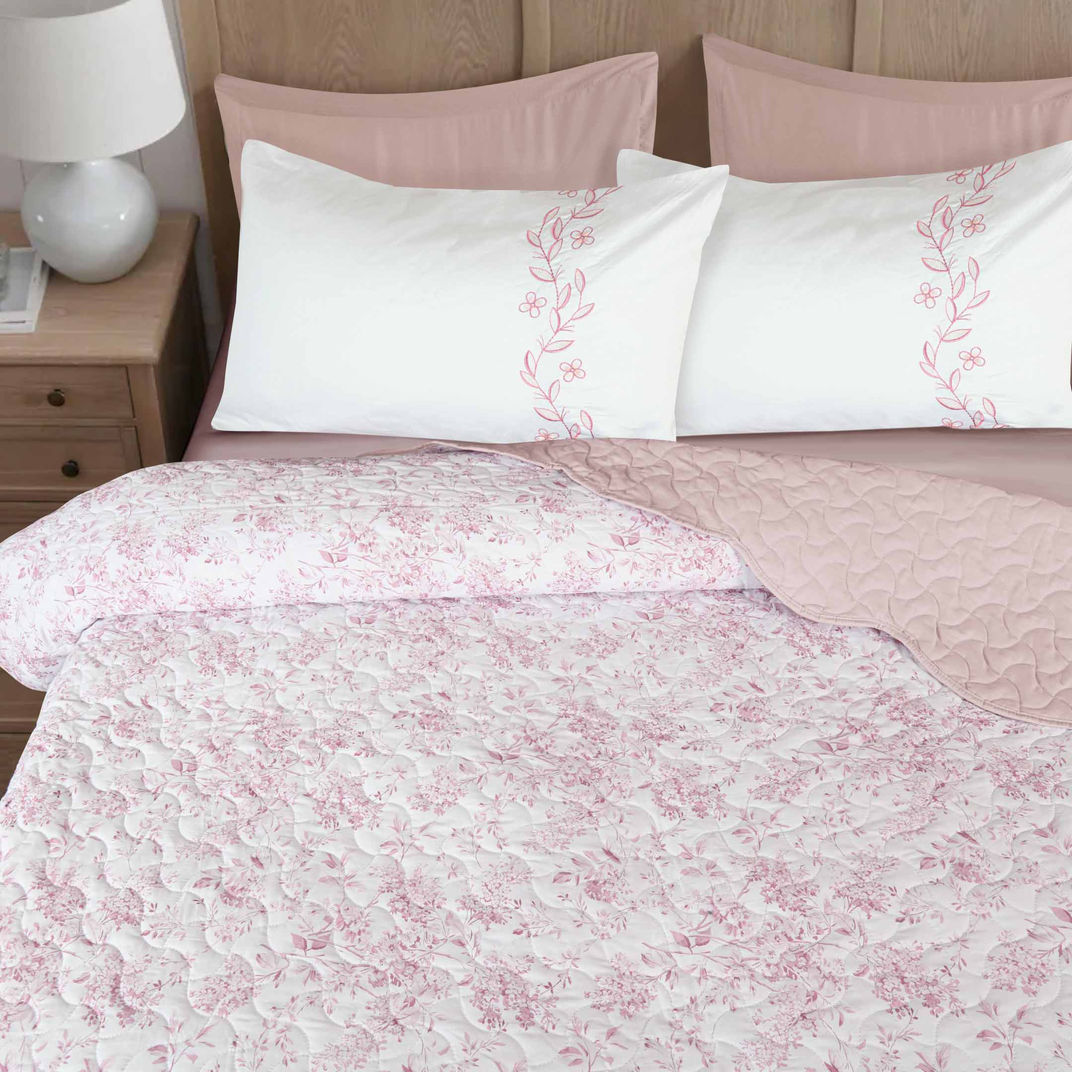 Rose Blush Luxe Printed Summer Bedspread 6PCS Set