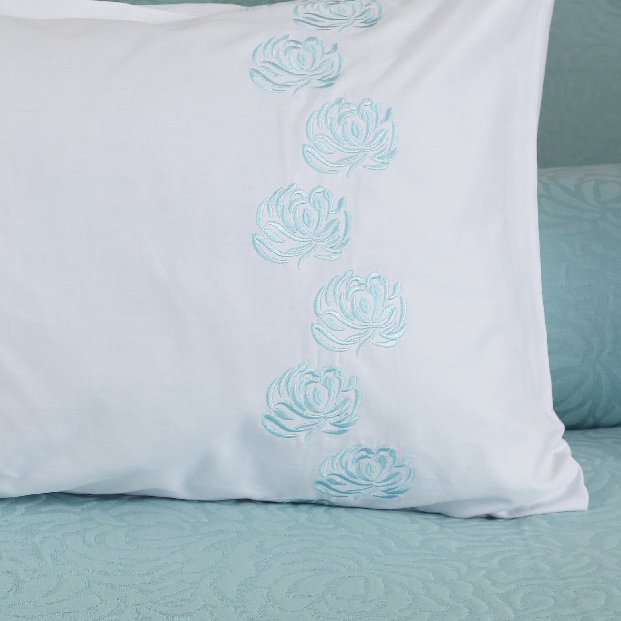 Serena Aqua Jacquard Duvet Cover Set