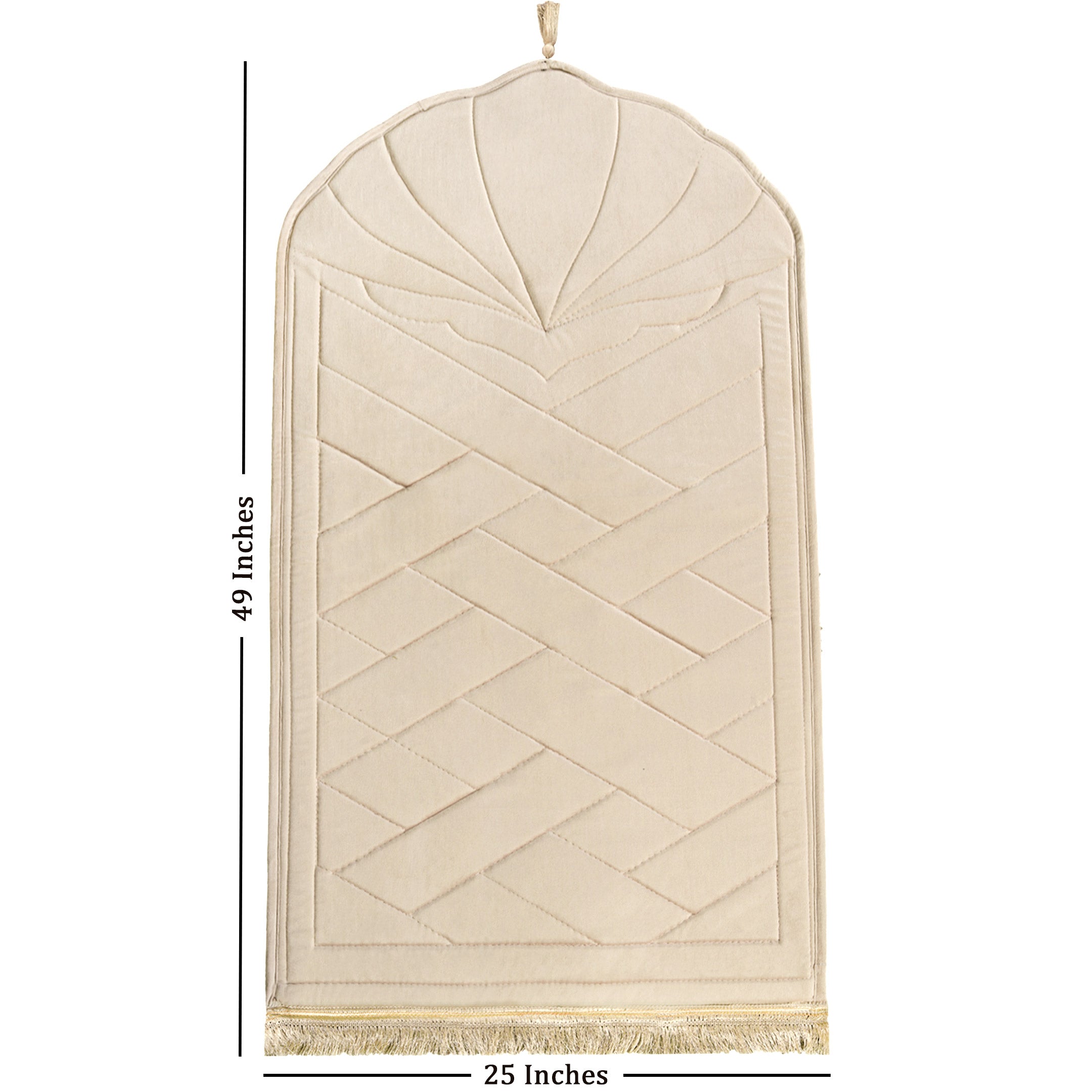 Turkish Style Quilted Velvet Padded Prayermat Beige