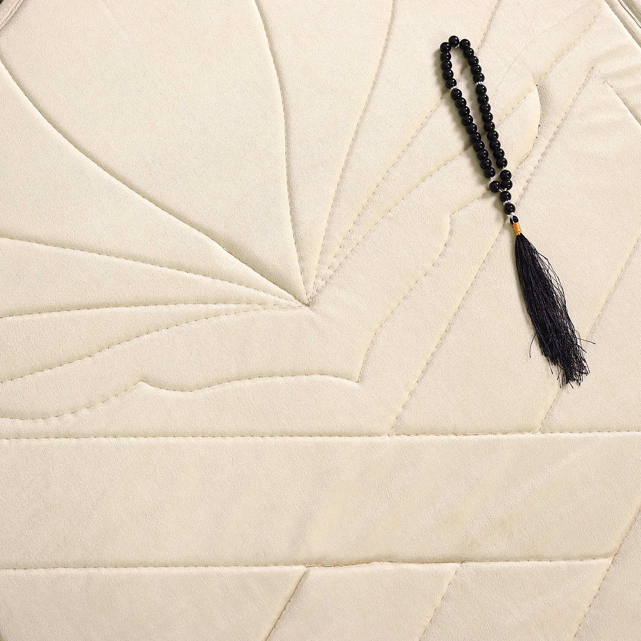Turkish Style Quilted Velvet Padded Prayermat Beige