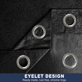 Grommet Blackout Weave Embossed Velvet Curtain Black